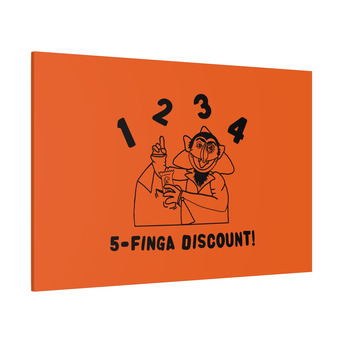 Five Finger Discount Outline Canvas Print Orange - Sesame Street The Count Parody Art Print