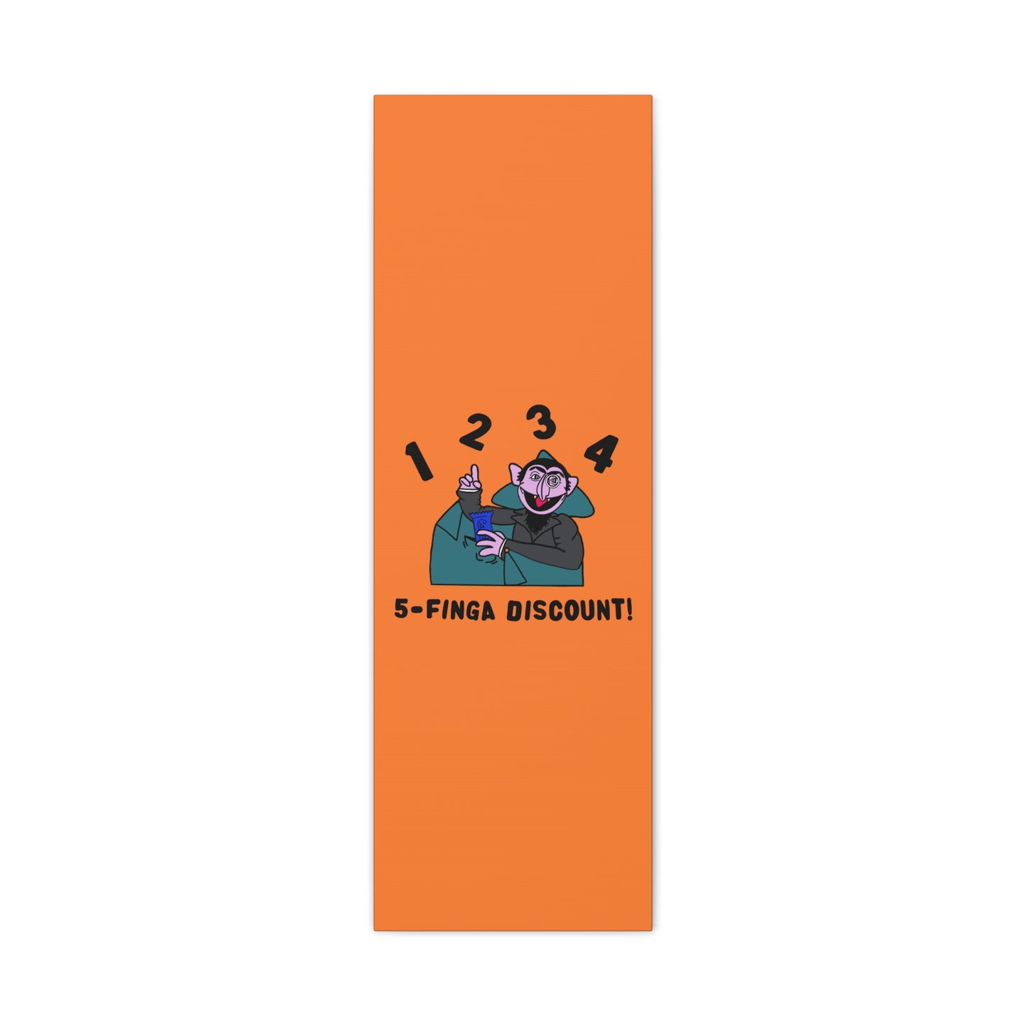 Five Finger Discount Canvas Print Light Orange - Sesame Street The Count Parody Art Print