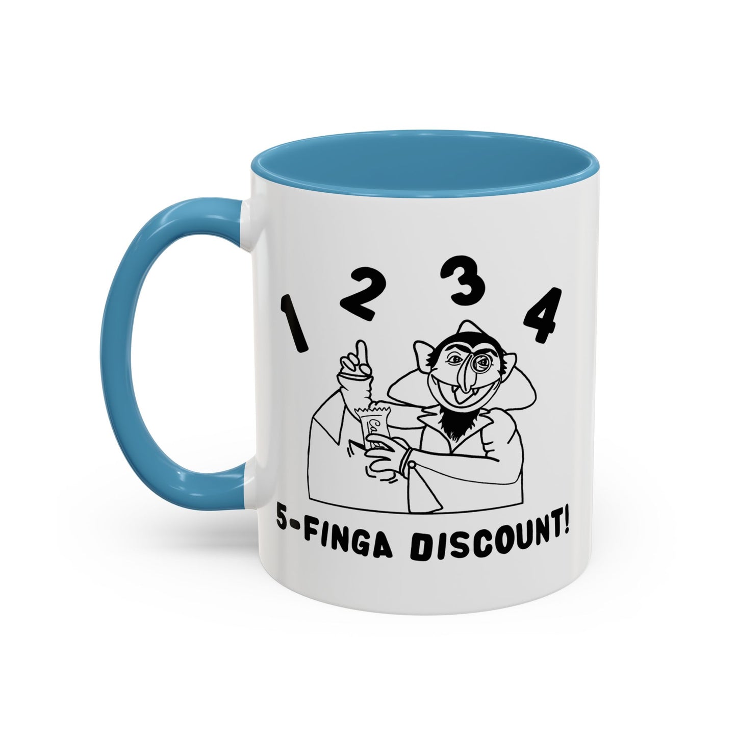 Five Finger Discount Outline Mug - Sesame Street The Count Parody Coffee Mug