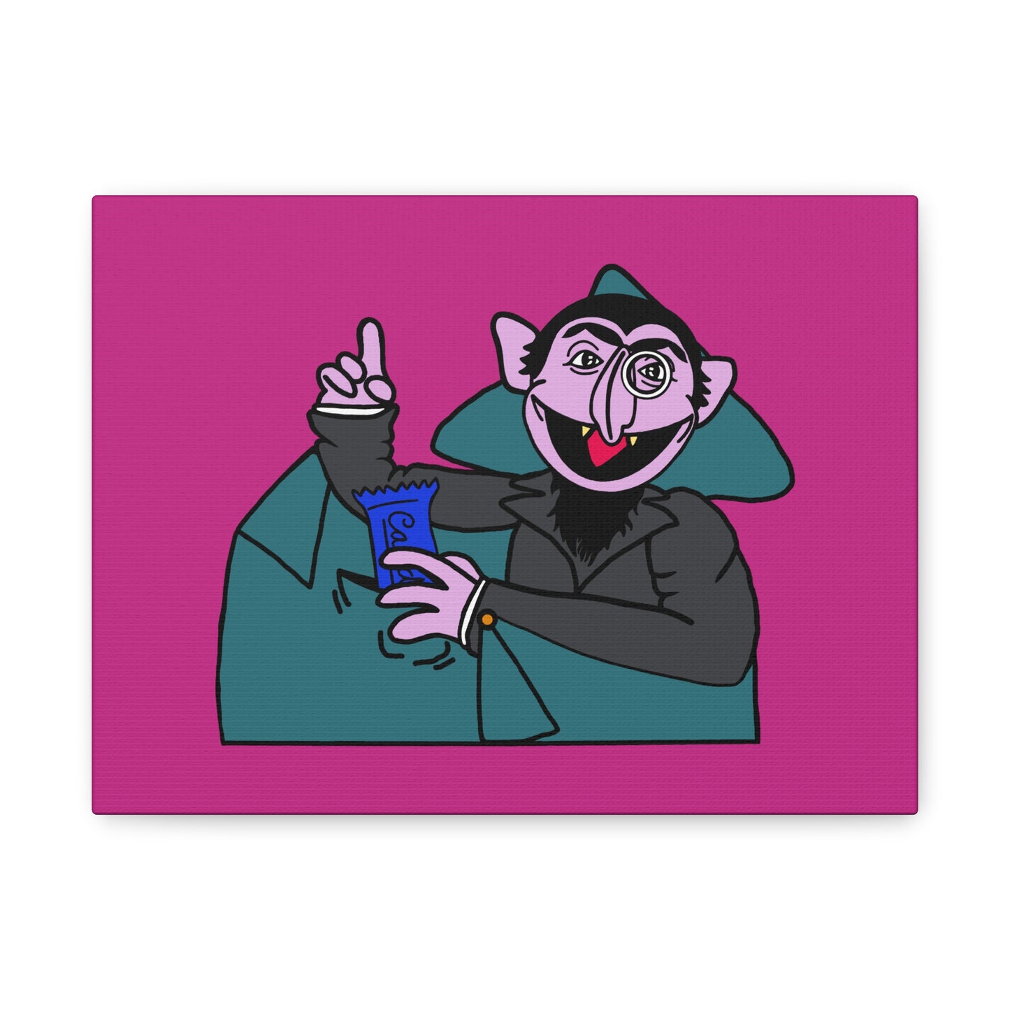 The Count Stealing Candy Canvas Print Pink - Sesame Street The Count Parody Art