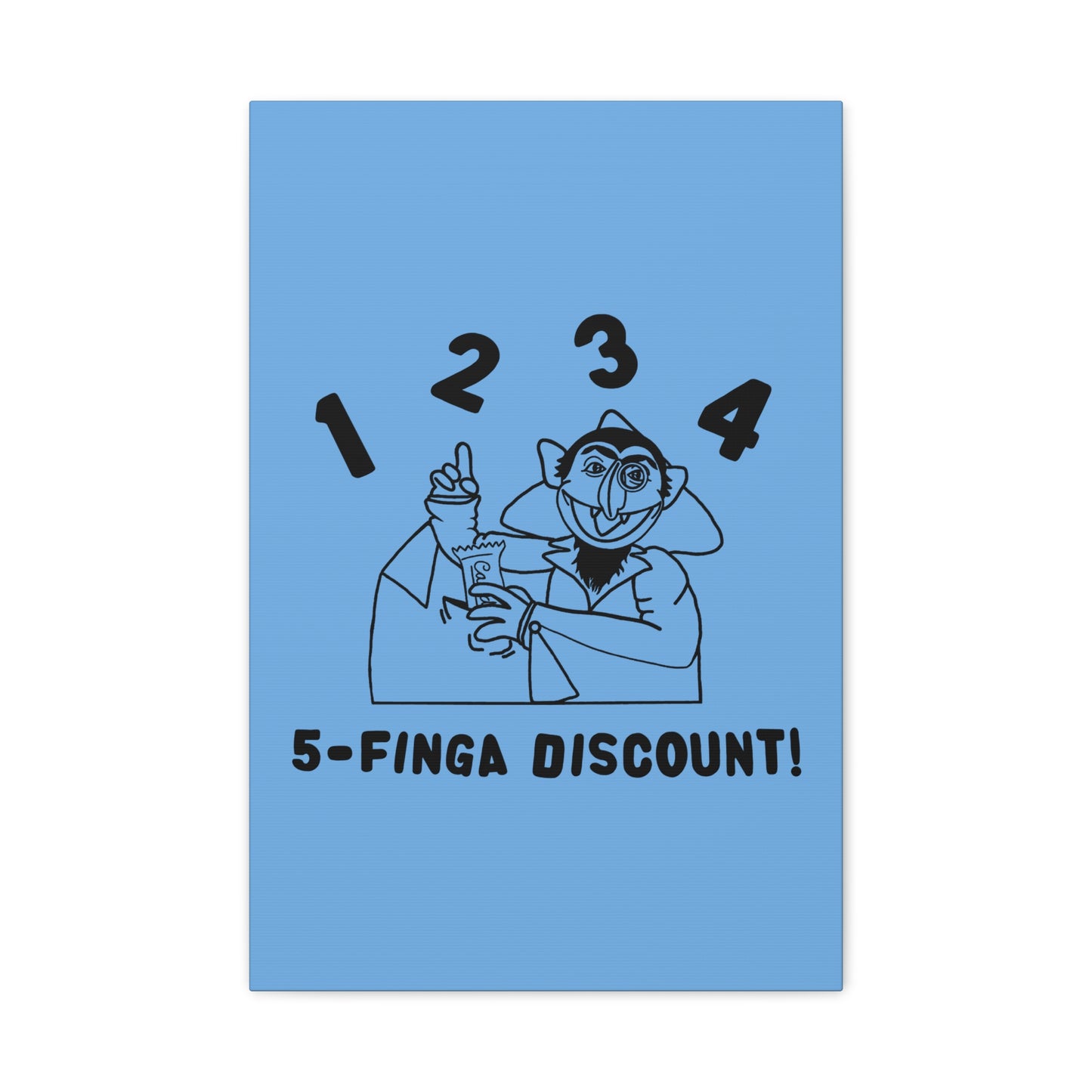 Five Finger Discount Outline Canvas Print Light Blue - Sesame Street The Count Parody Art Print
