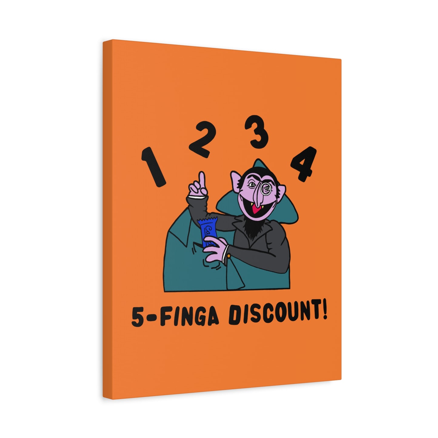 Five Finger Discount Canvas Print Light Orange - Sesame Street The Count Parody Art Print