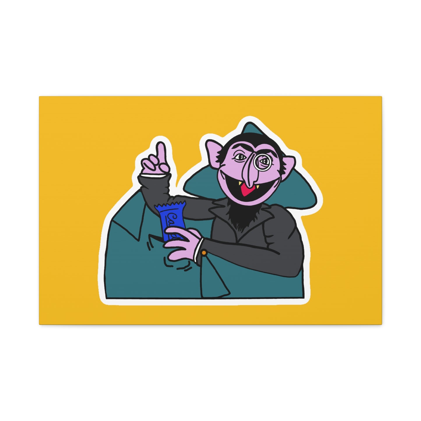 The Count Stealing Candy Canvas Print Yellow - Sesame Street The Count Parody Art