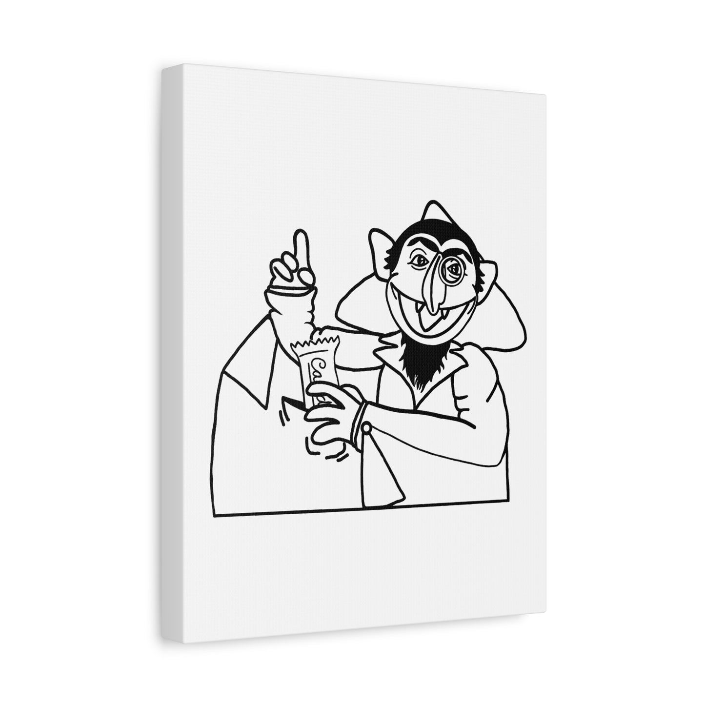 The Count Stealing Candy Outline Canvas Print White - Sesame Street The Count Parody Art