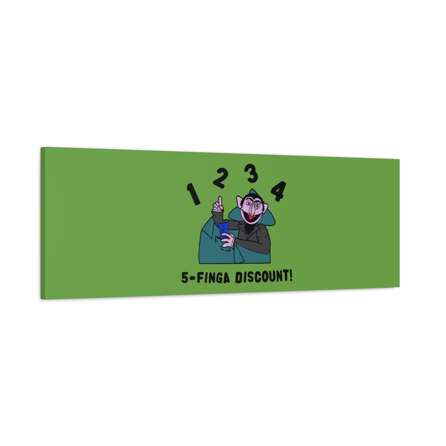 Five Finger Discount Canvas Print Green - Sesame Street The Count Parody Art Print