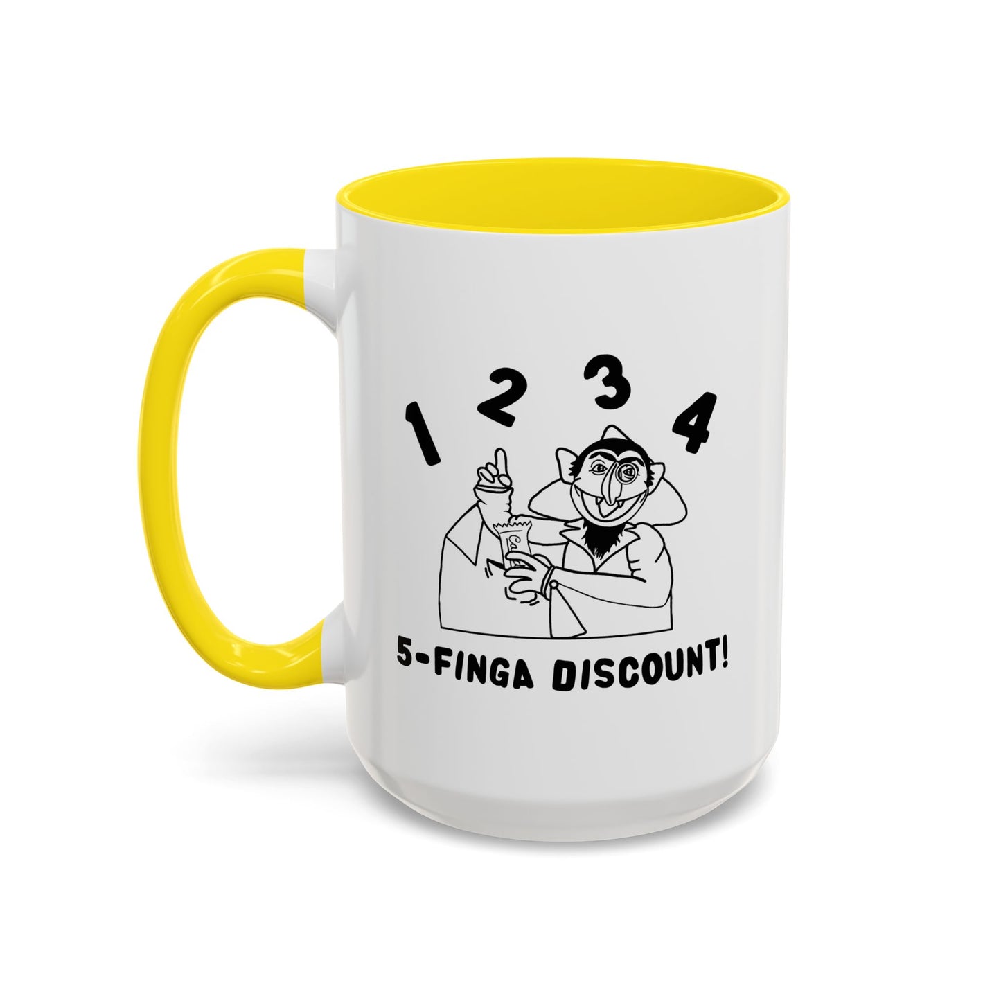 Five Finger Discount Outline Mug - Sesame Street The Count Parody Coffee Mug