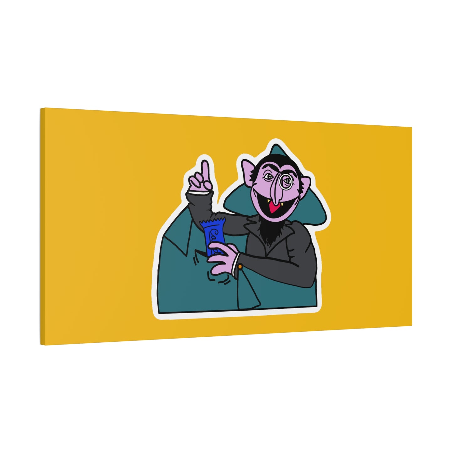 The Count Stealing Candy Canvas Print Yellow - Sesame Street The Count Parody Art