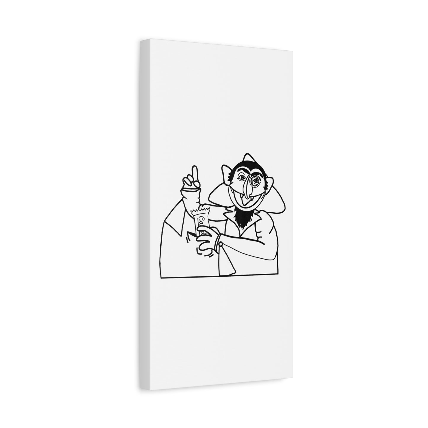 The Count Stealing Candy Outline Canvas Print White - Sesame Street The Count Parody Art