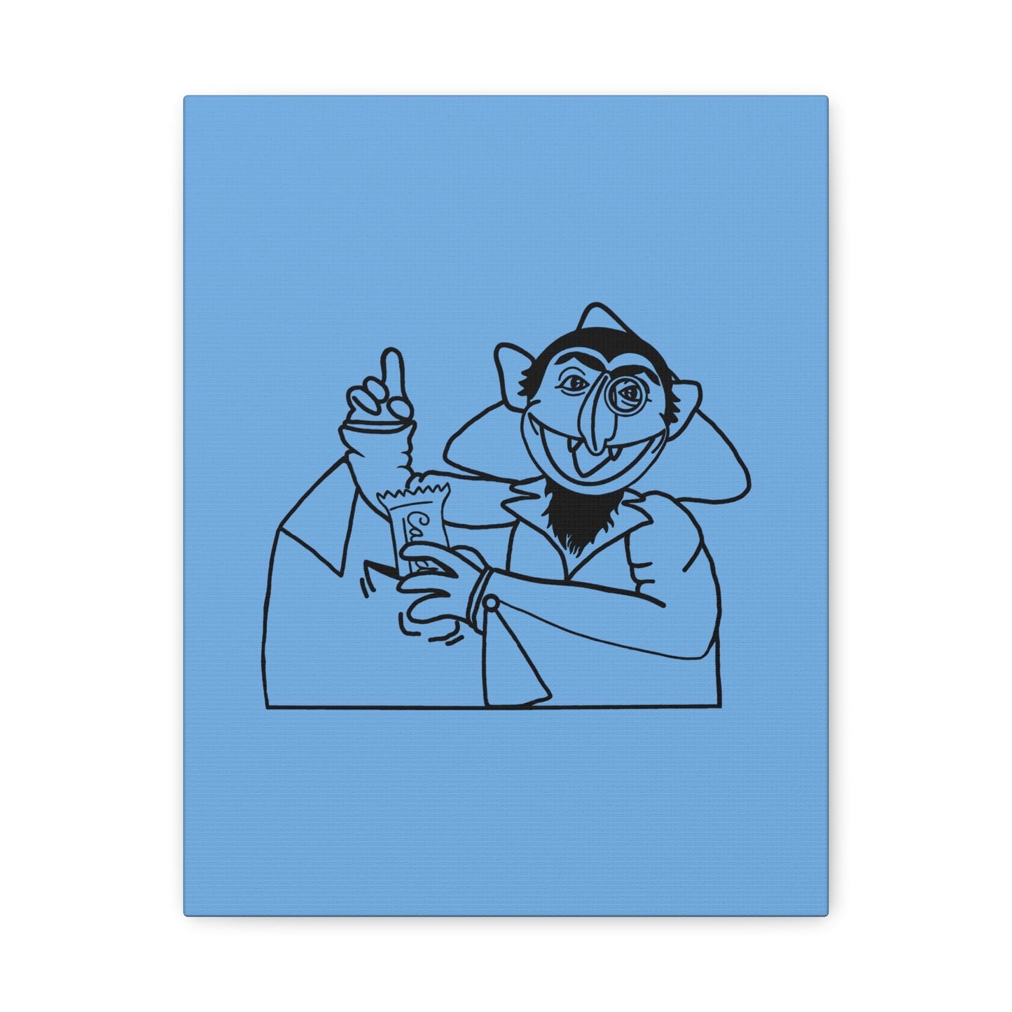 The Count Stealing Candy Outline Canvas Print Light Blue - Sesame Street The Count Parody Art