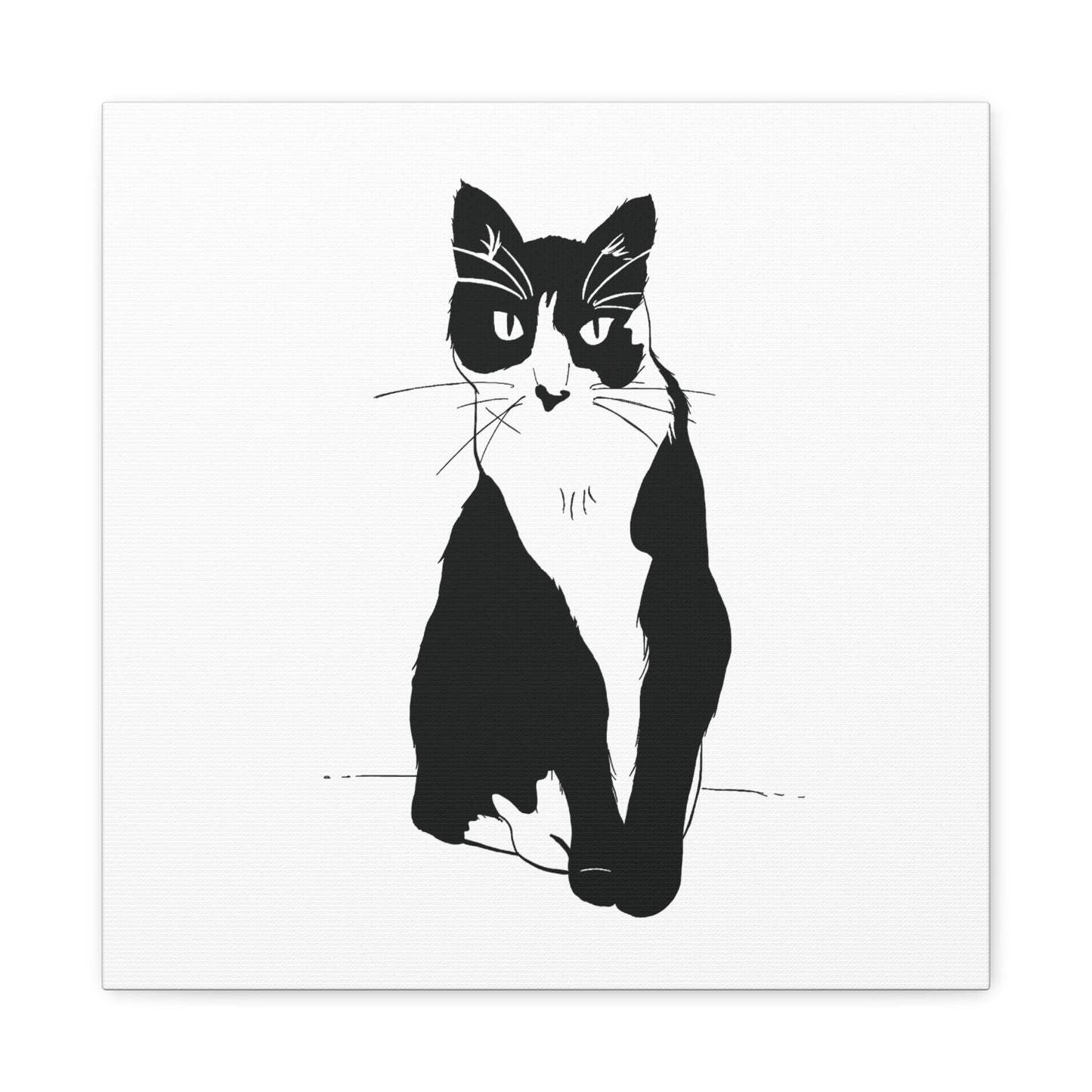 Cat Canvas Print on White (Transparent Style Cat) - Cat Drawing Art