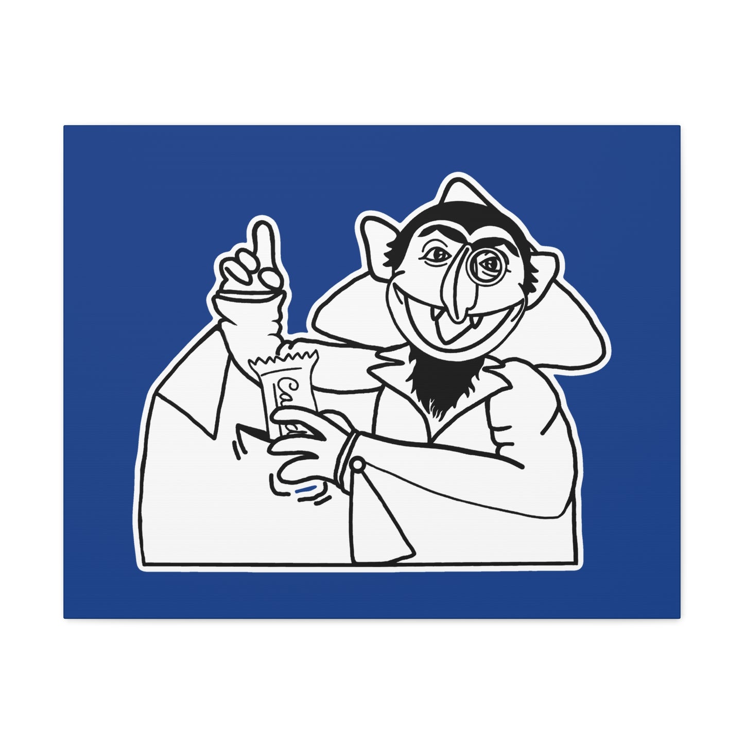 The Count Stealing Candy Outline Canvas Print Dark Blue - Sesame Street The Count Parody Art