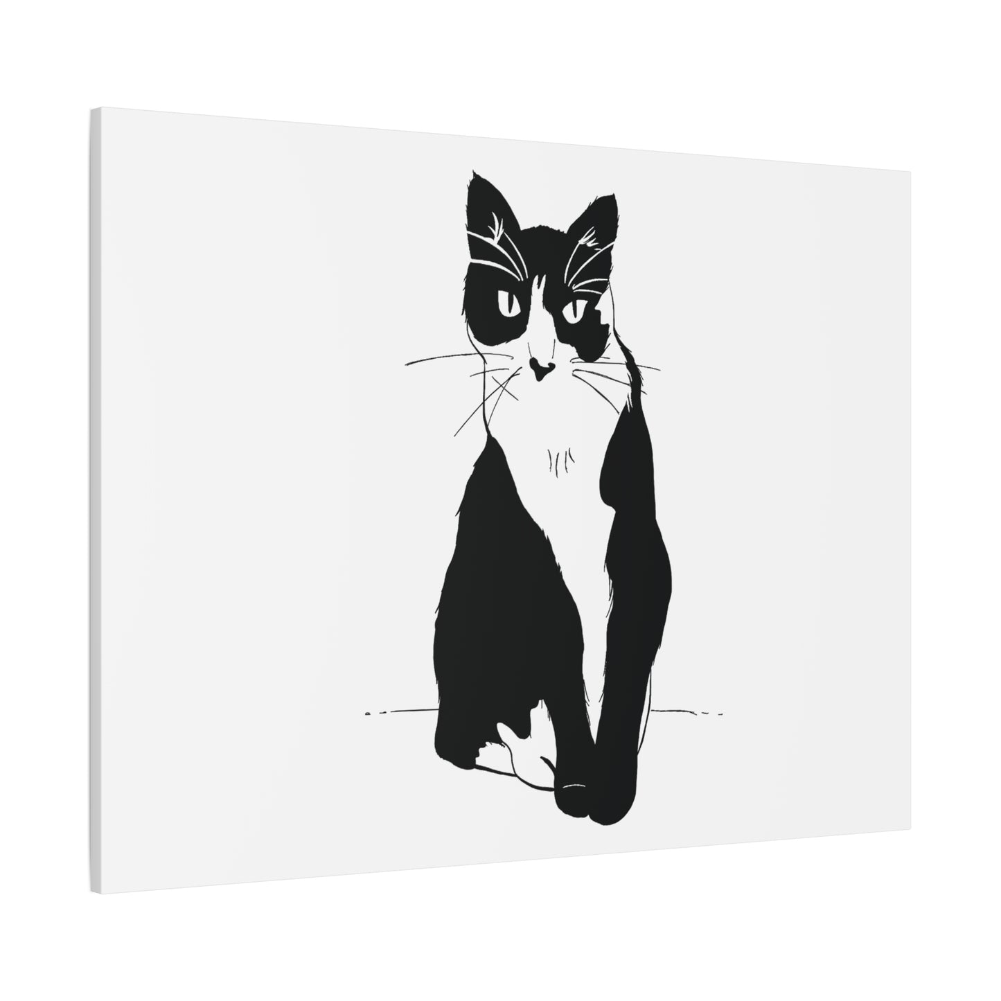 Cat Canvas Print on White (Transparent Style Cat) - Cat Drawing Art