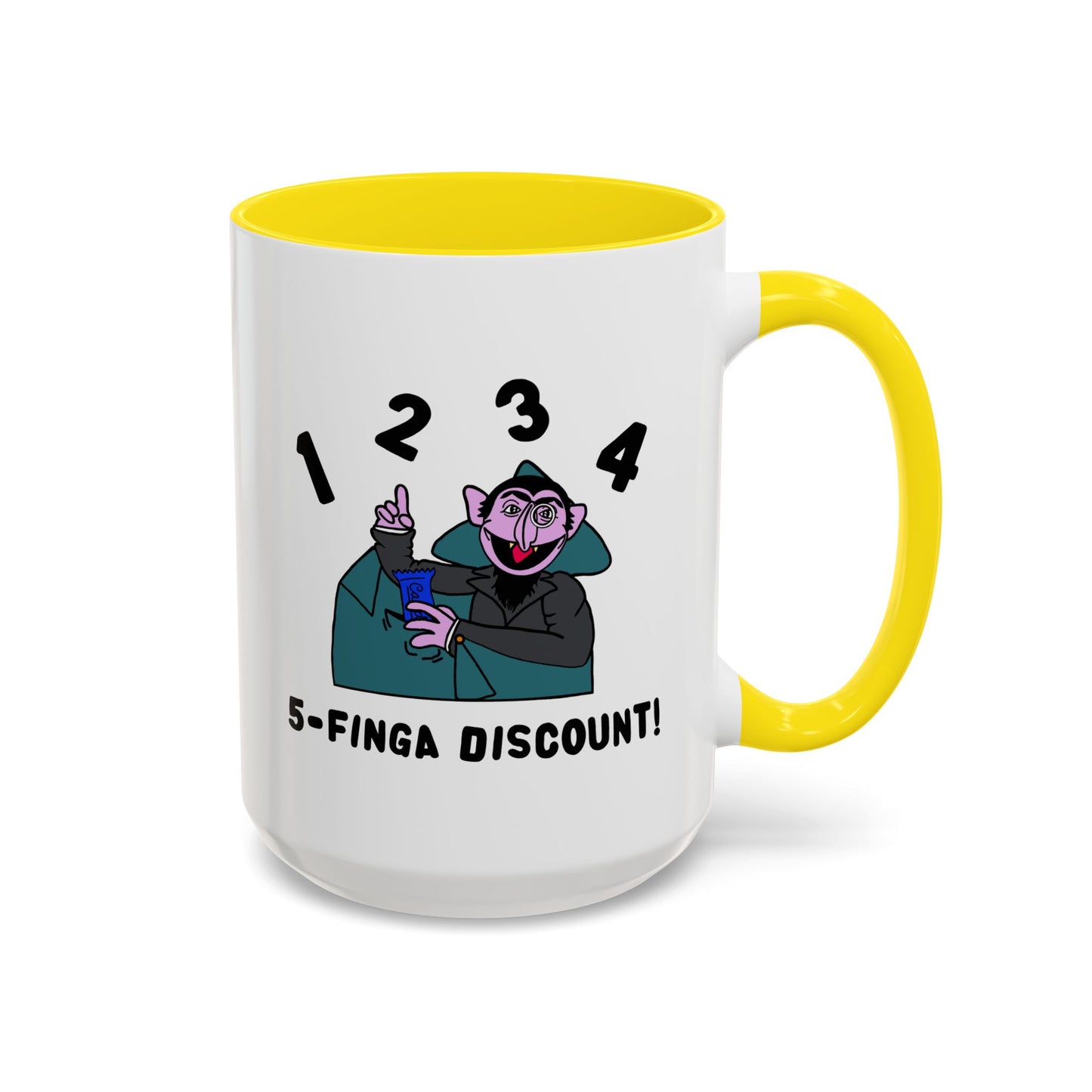 Five Finger Discount Accent Coffee Mug - Sesame Street The Count Parody Coffee Mug