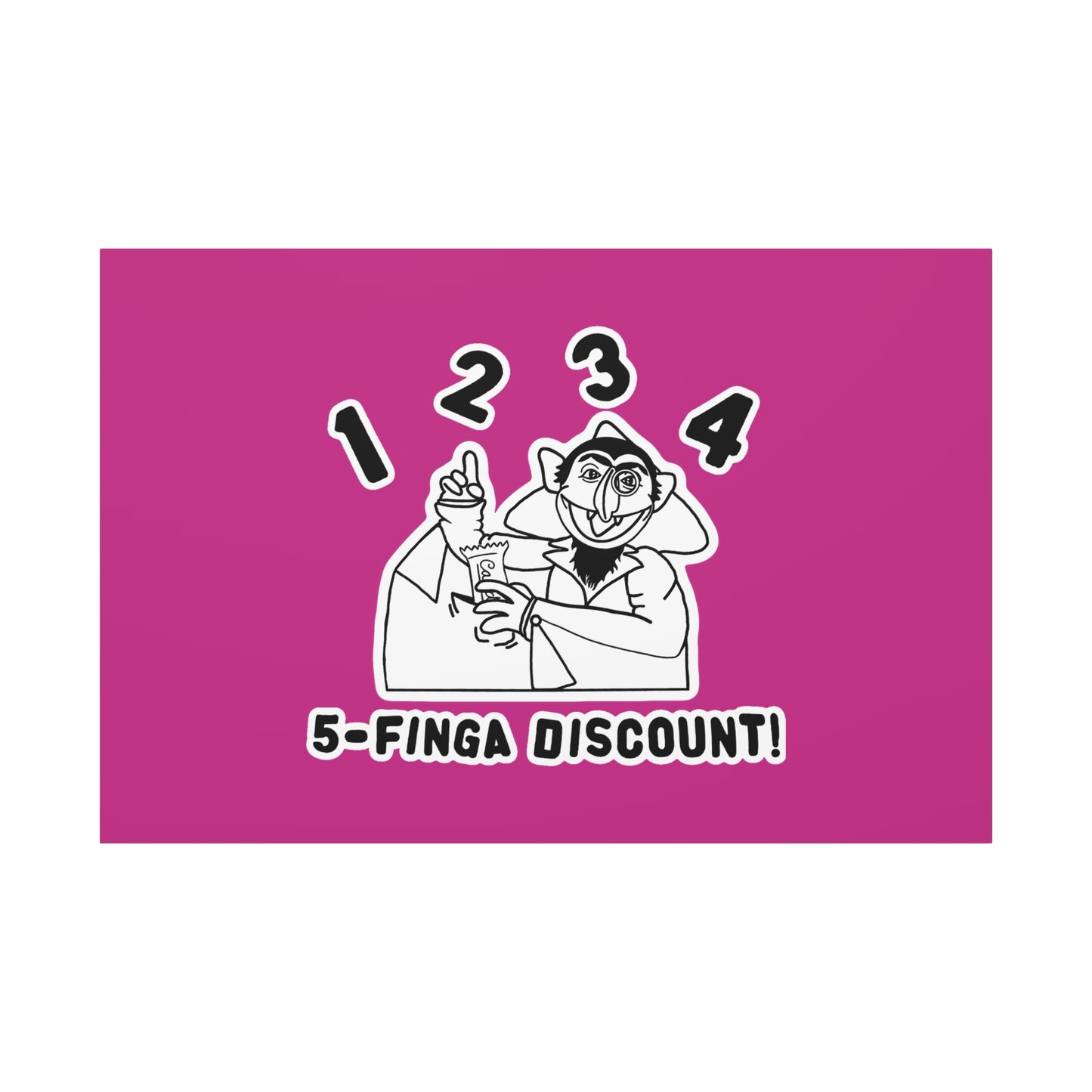 Five Finger Discount Outline Canvas Print Pink - Sesame Street The Count Parody Art Print