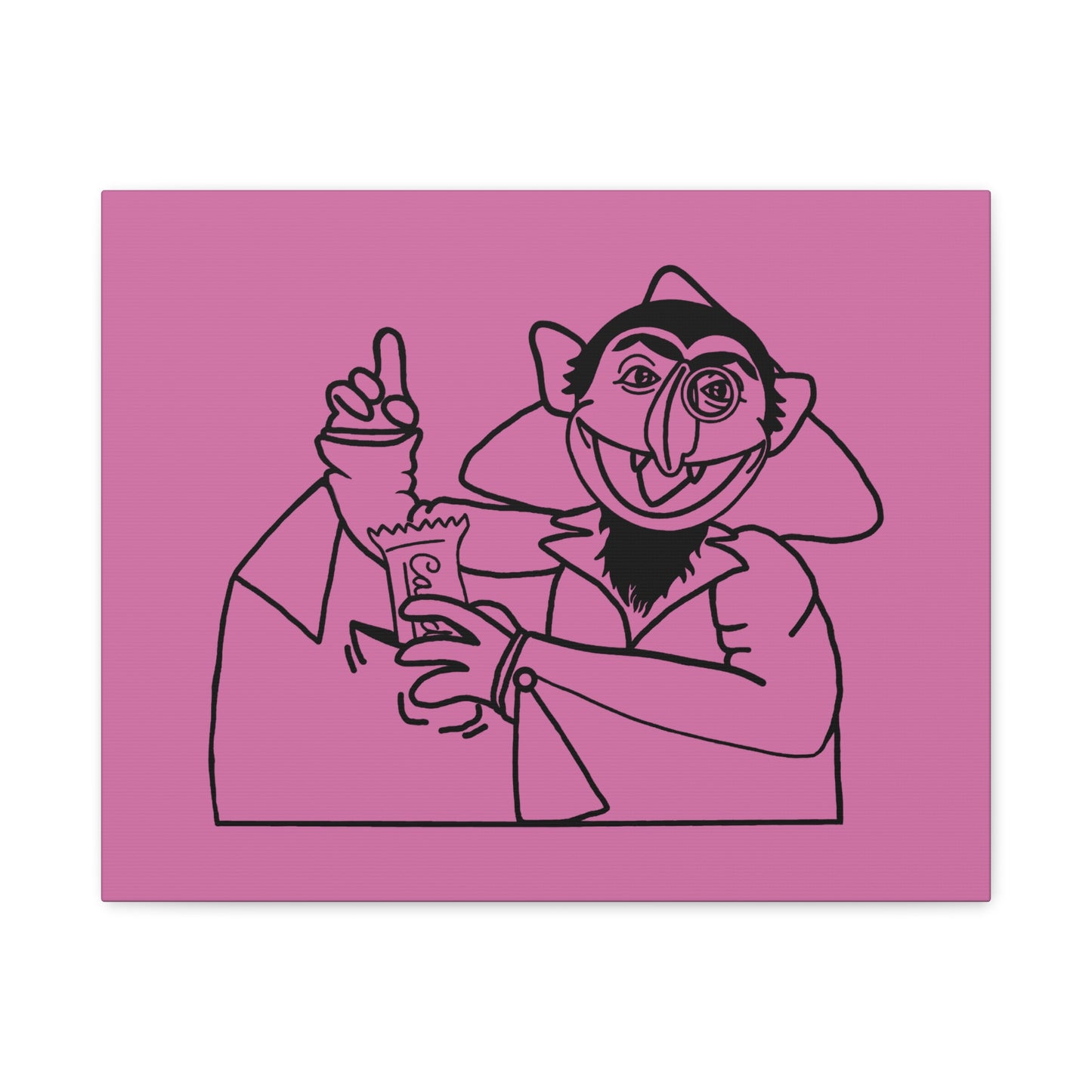The Count Stealing Candy Outline Canvas Print Light Pink - Sesame Street The Count Parody Art
