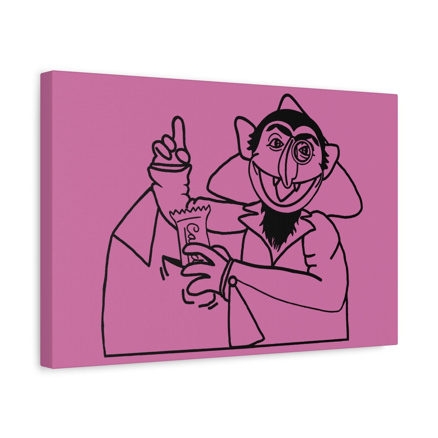 The Count Stealing Candy Outline Canvas Print Light Pink - Sesame Street The Count Parody Art