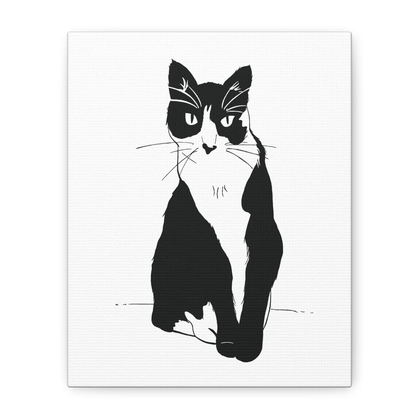 Cat Canvas Print on White (Transparent Style Cat) - Cat Drawing Art