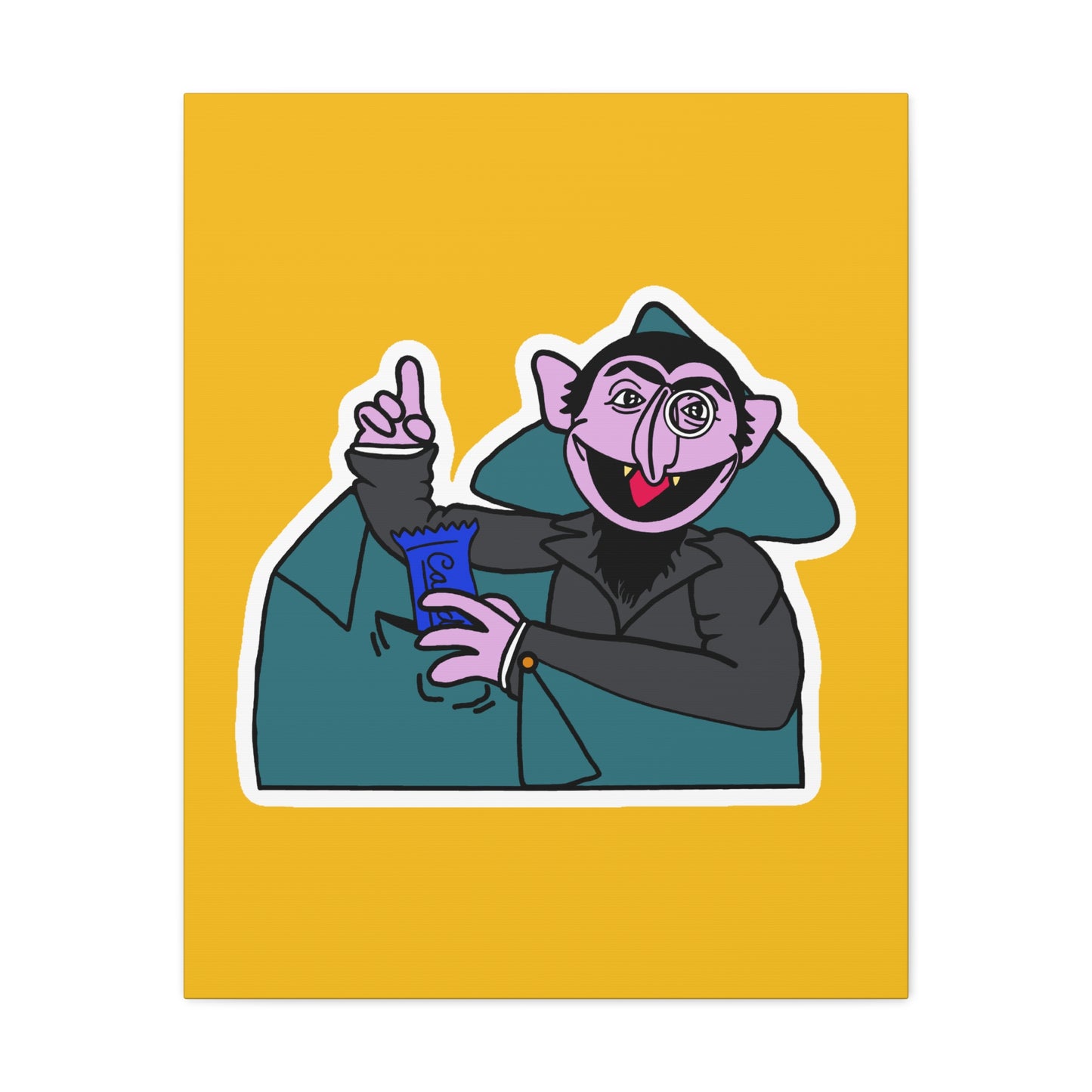 The Count Stealing Candy Canvas Print Yellow - Sesame Street The Count Parody Art