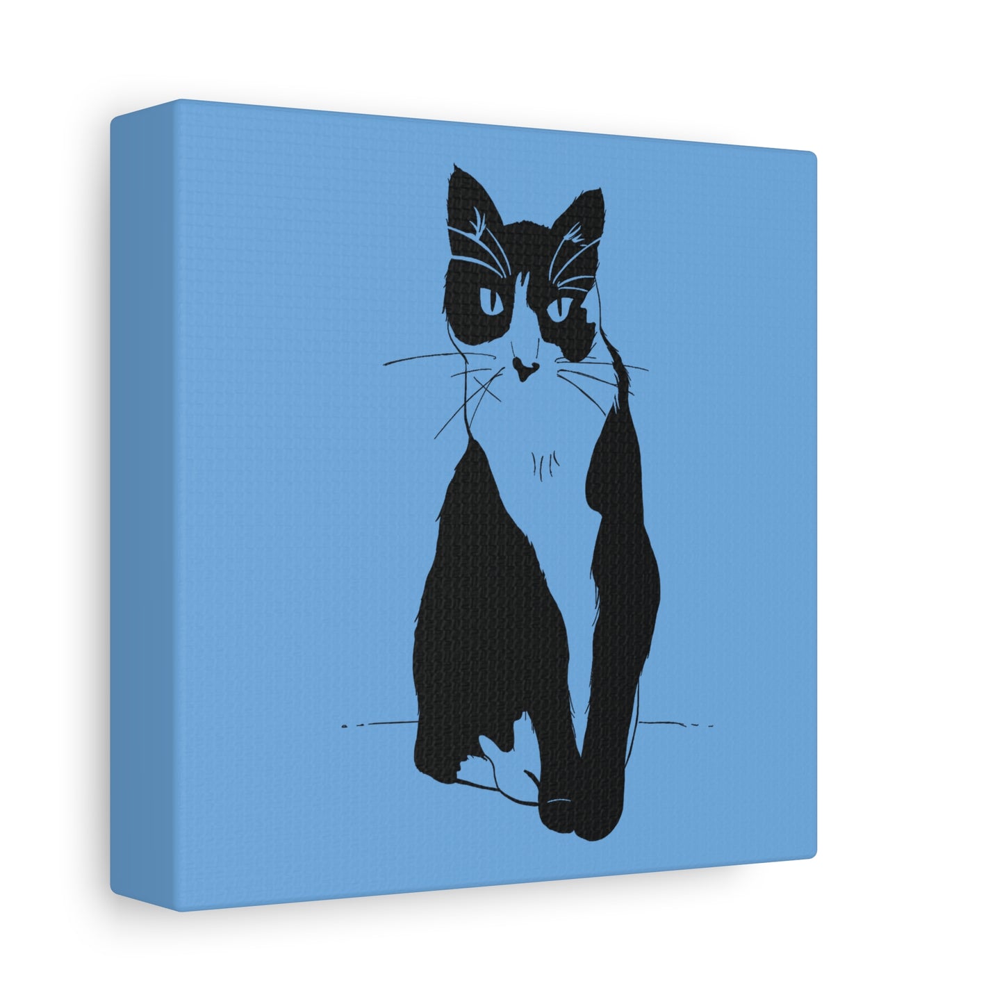 Cat Canvas Print on Light Blue (Transparent Style Cat) - Cat Drawing Art