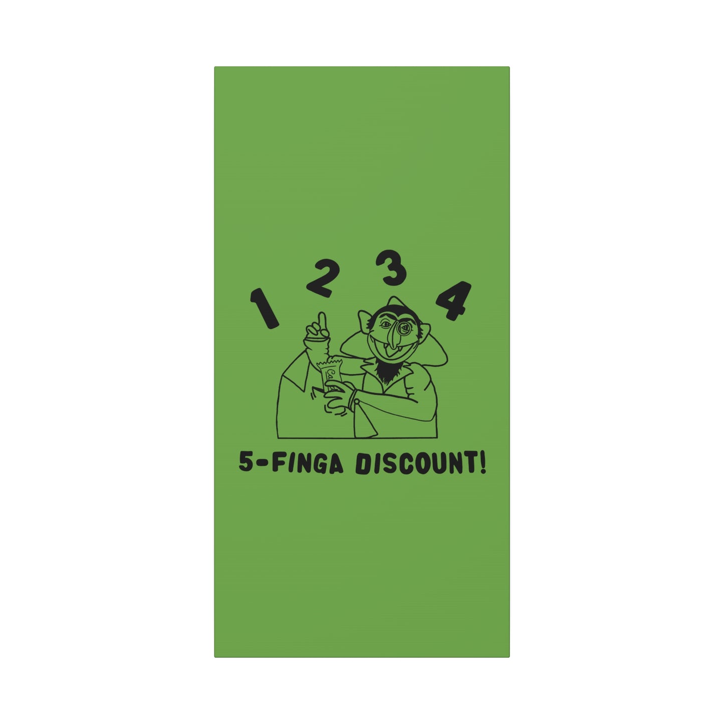 Five Finger Discount Outline Canvas Print Green - Sesame Street The Count Parody Art Print
