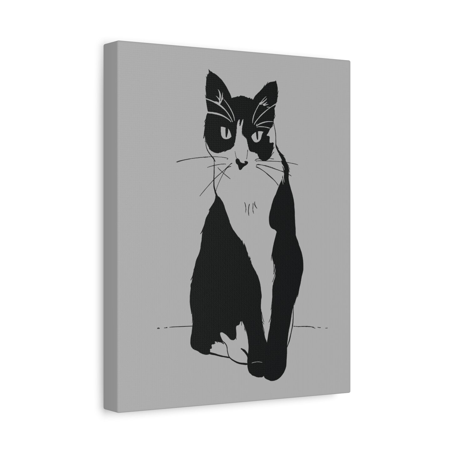 Cat Canvas Print on Grey (Transparent Style Cat) - Cat Drawing Art