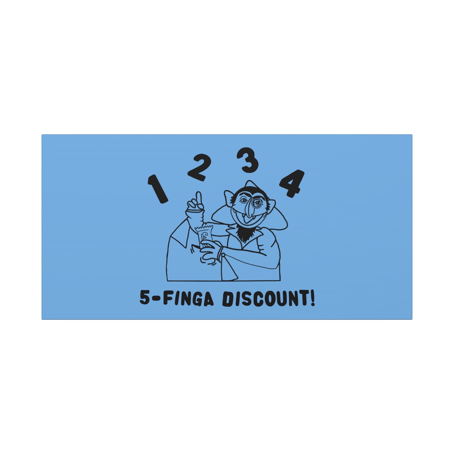 Five Finger Discount Outline Canvas Print Light Blue - Sesame Street The Count Parody Art Print