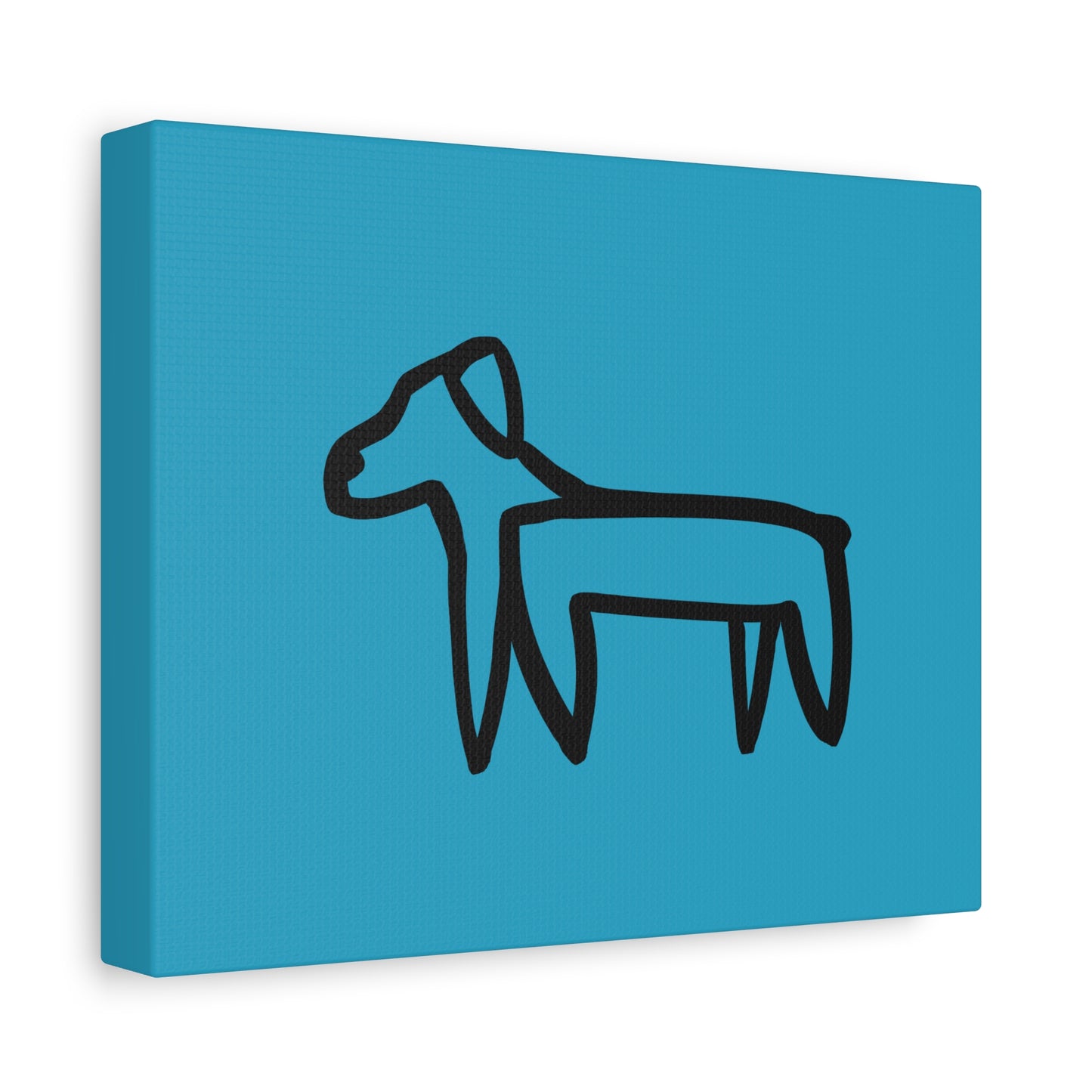 Dog Canvas Print on Turquoise (Transparent Style Black Dog) - Dog Drawing Canvas