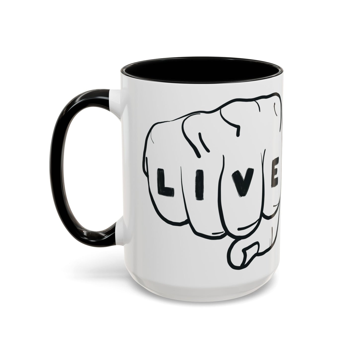 Live Loud Knuckle Tats Tattooed Fists Loudest Accent Mug