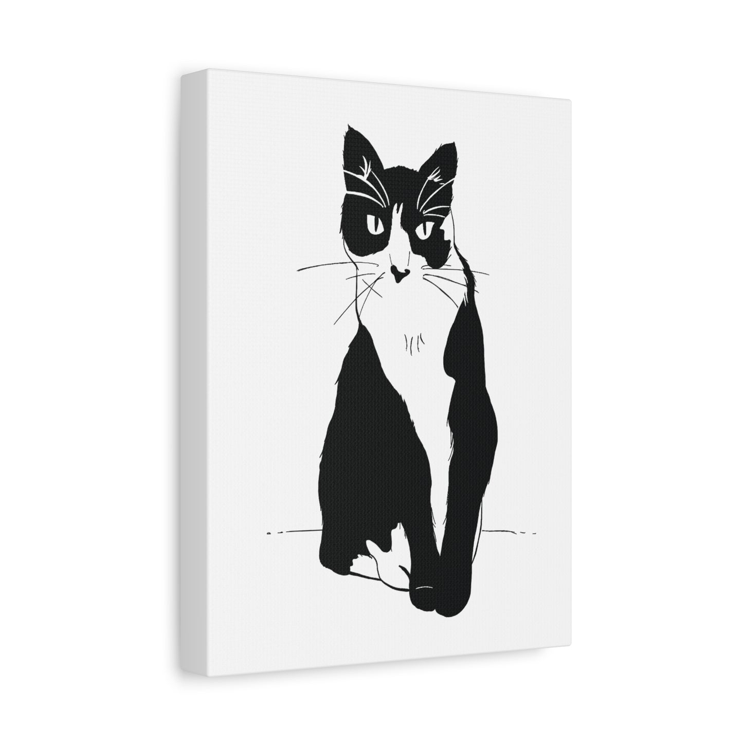 Cat Canvas Print on White (Transparent Style Cat) - Cat Drawing Art
