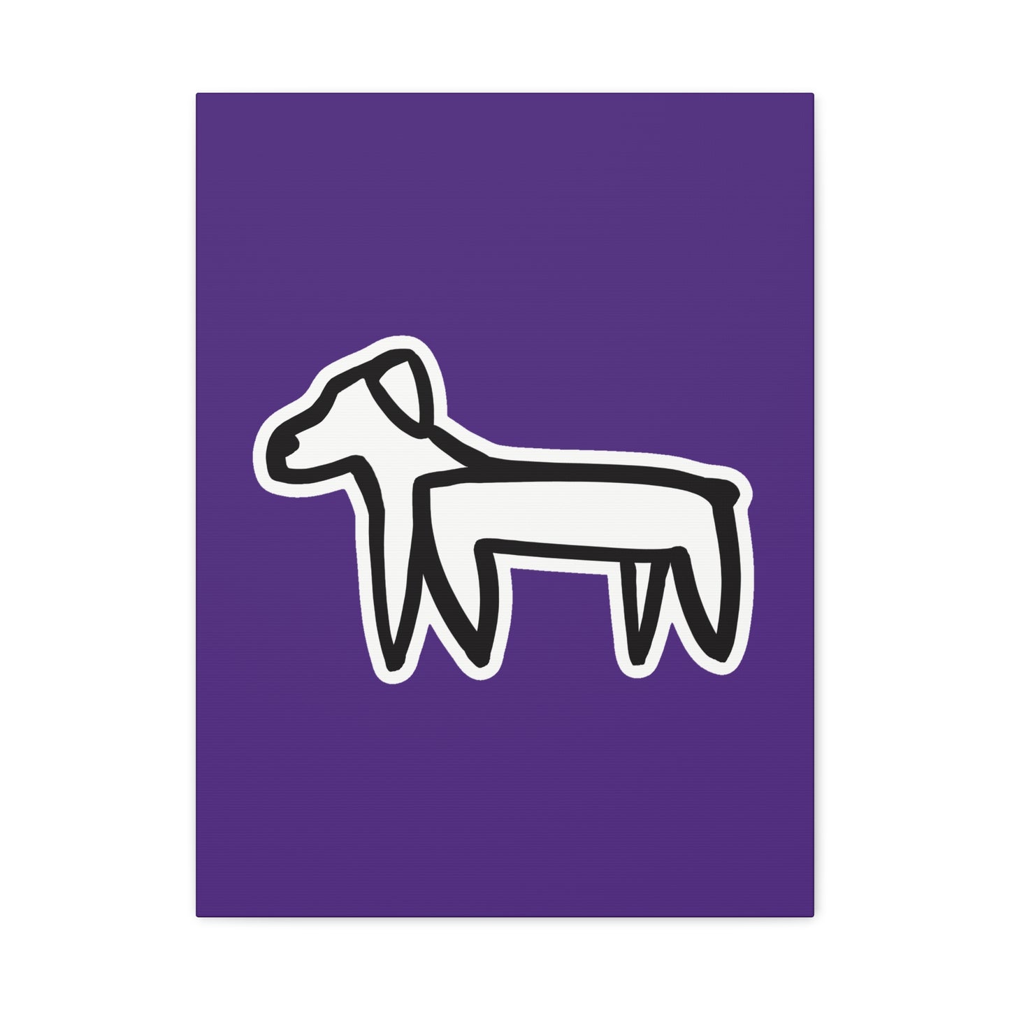 Dog Canvas Print on Purple (Sticker Style White Dog) - Dog Art Print