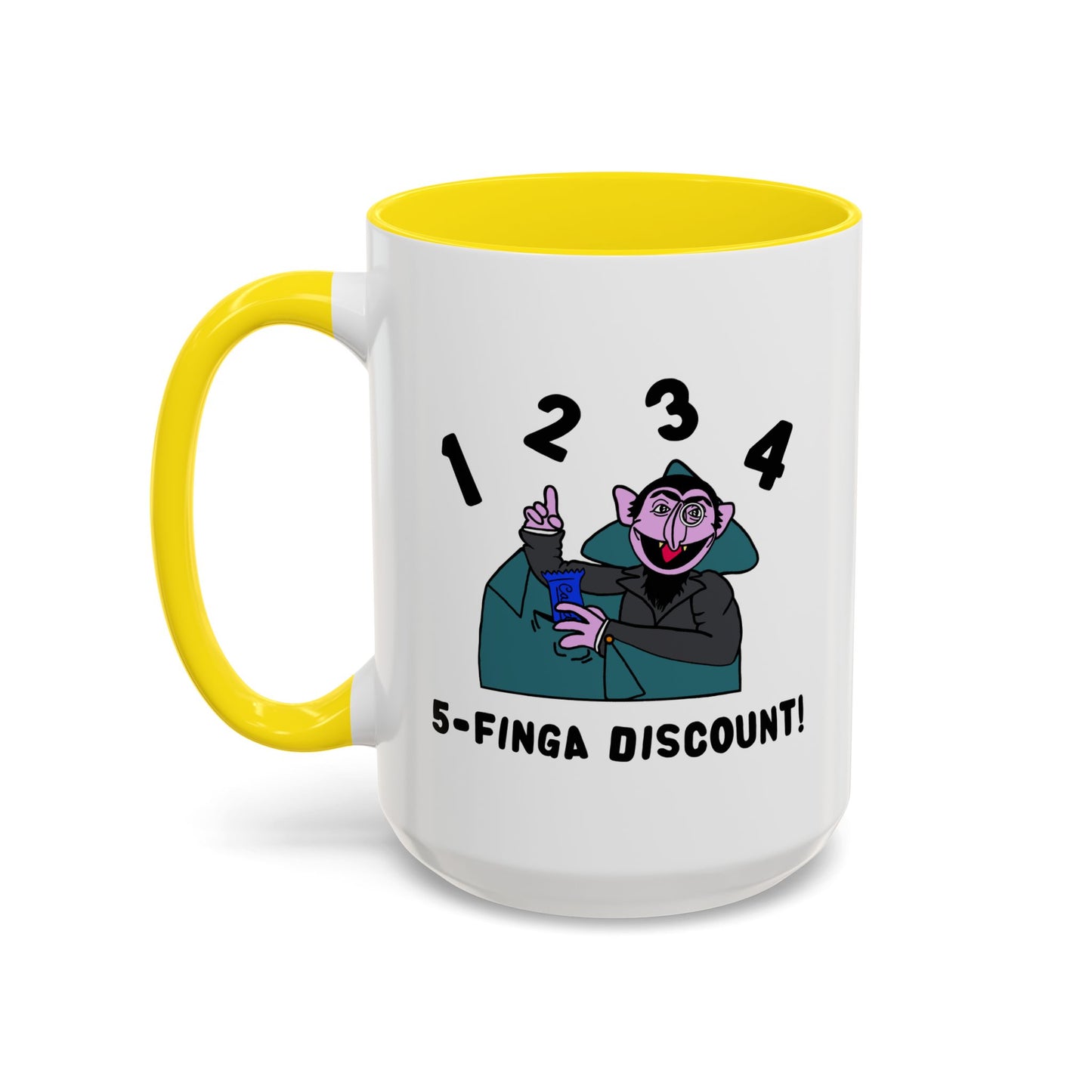 Five Finger Discount Accent Coffee Mug - Sesame Street The Count Parody Coffee Mug