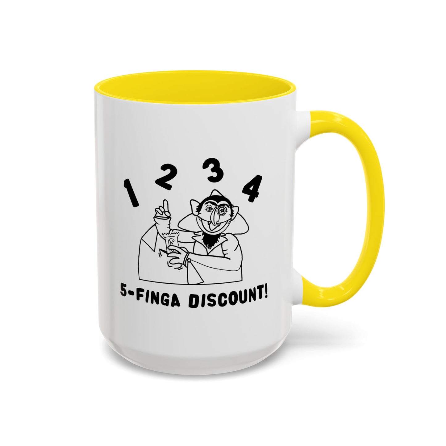 Five Finger Discount Outline Mug - Sesame Street The Count Parody Coffee Mug