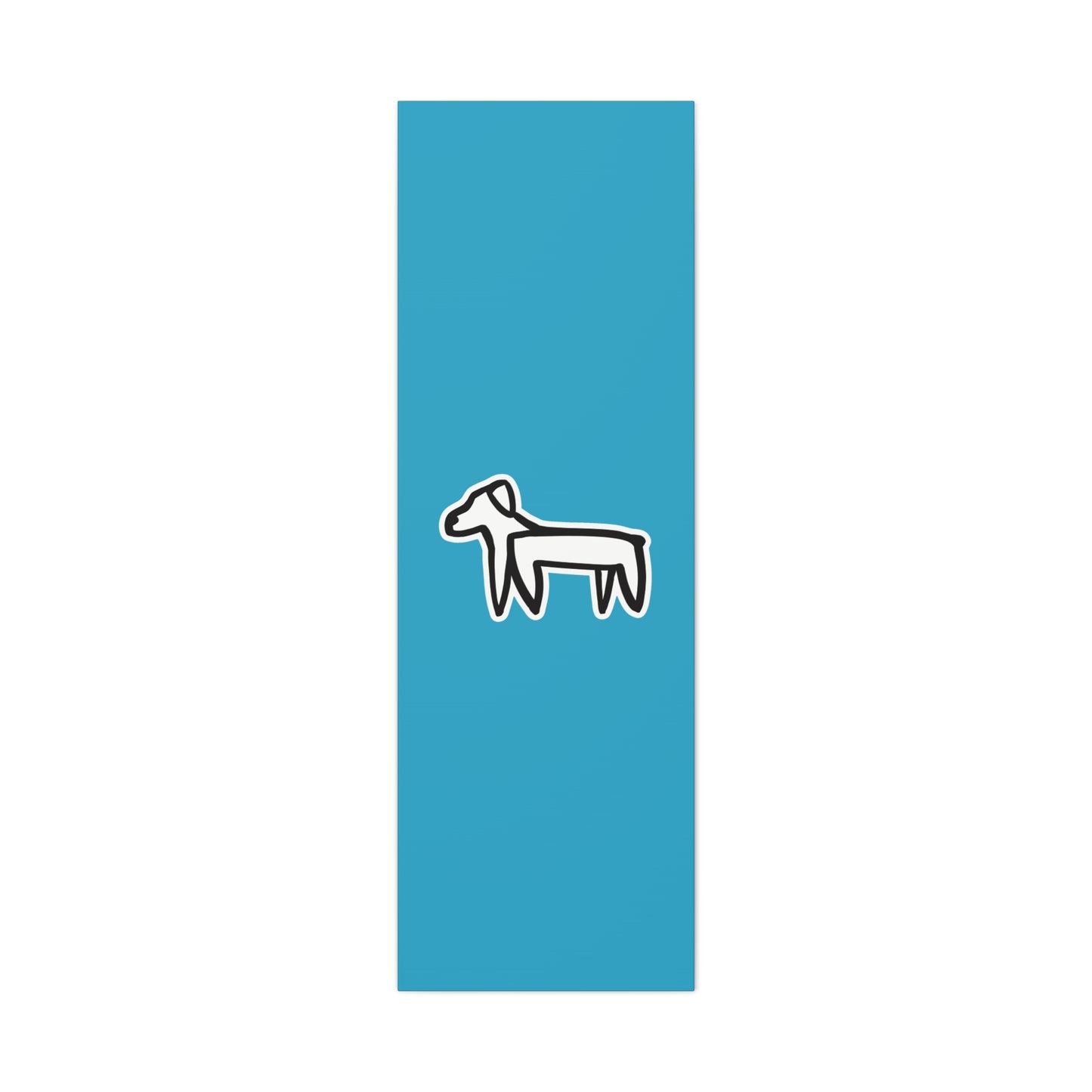 Dog Canvas Print on Turquoise (Sticker Style Black Dog) - Dog Drawing Wall Art