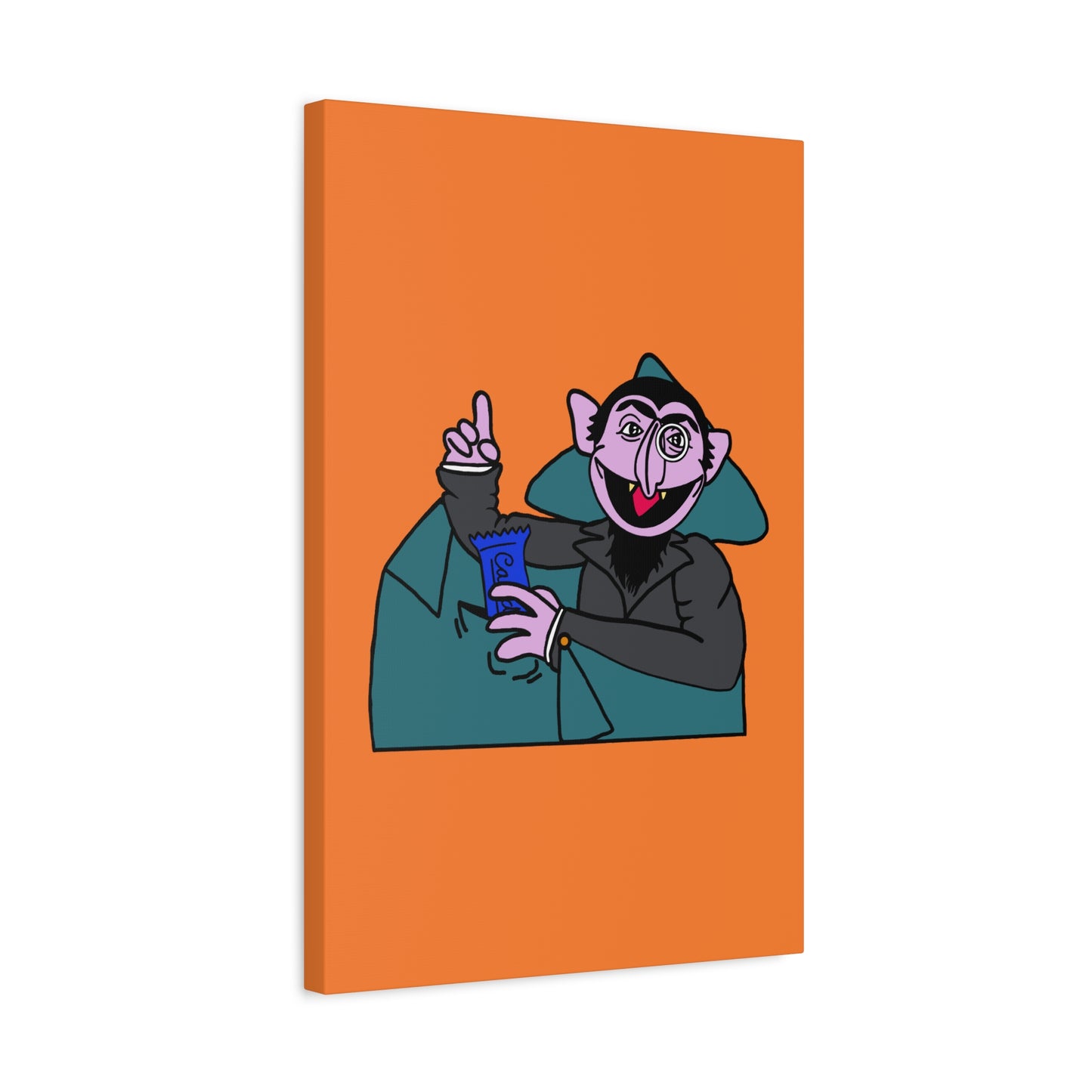 The Count Stealing Candy Canvas Print Orange - Sesame Street The Count Parody Art