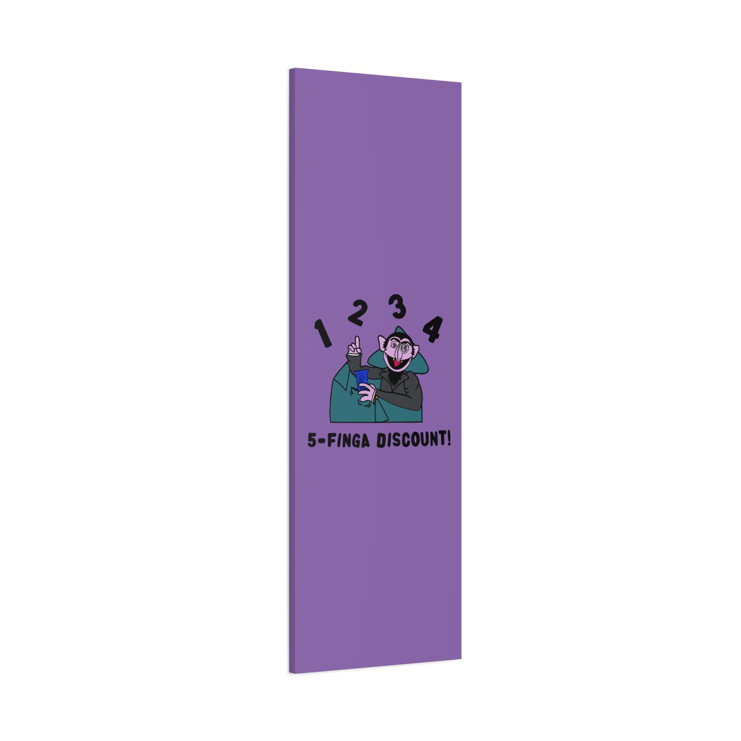 Five Finger Discount Canvas Print Light Purple - Sesame Street The Count Parody Art Print
