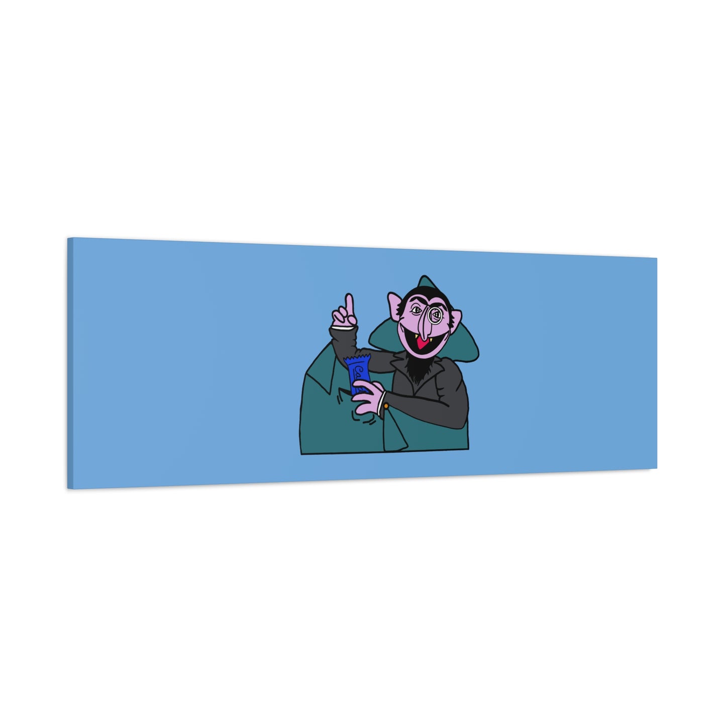 The Count Stealing Candy Canvas Print Light Blue - Sesame Street The Count Parody Art