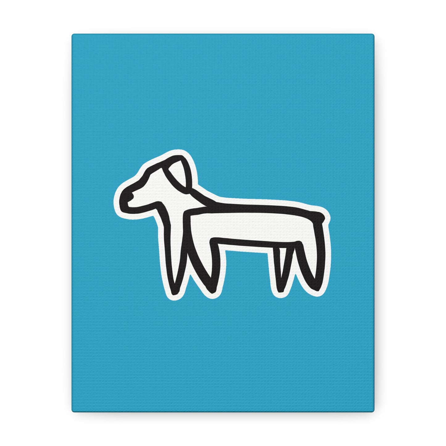 Dog Canvas Print on Turquoise (Sticker Style Black Dog) - Dog Drawing Wall Art