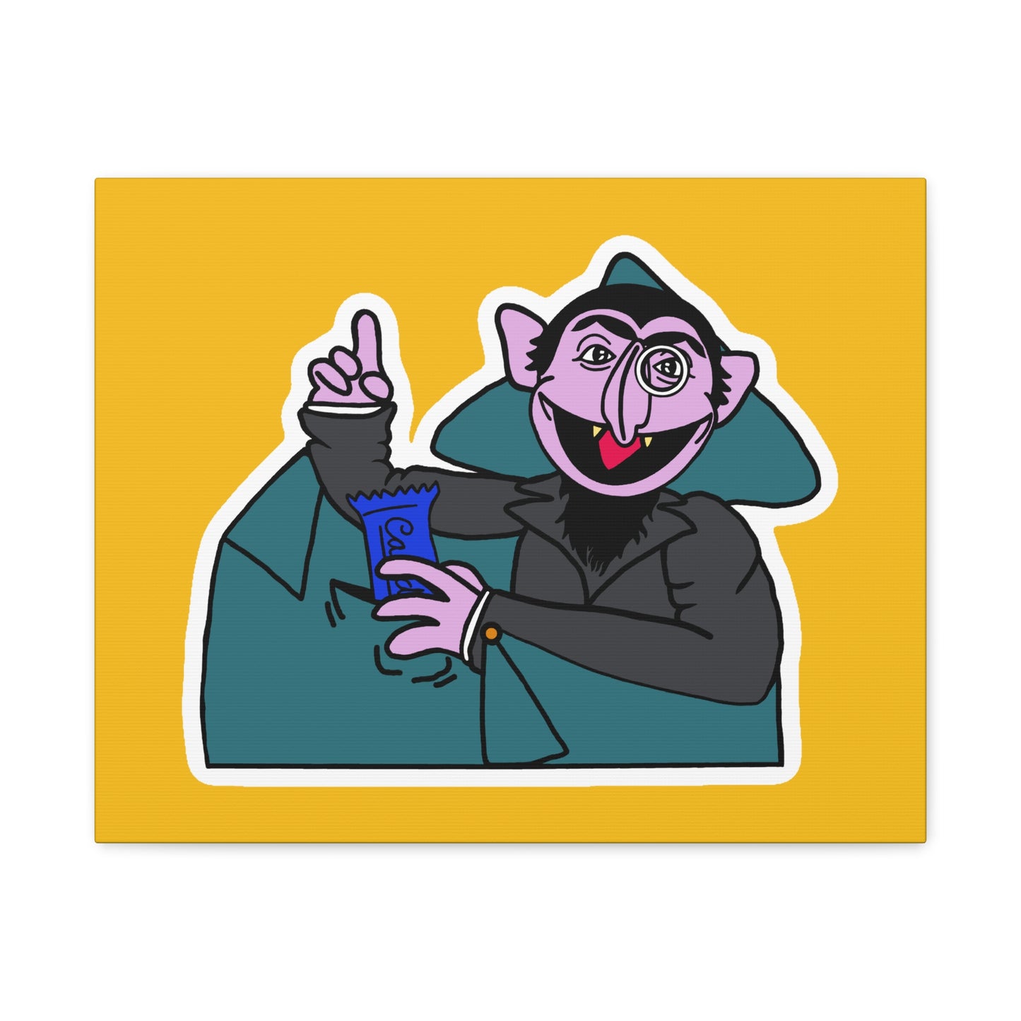 The Count Stealing Candy Canvas Print Yellow - Sesame Street The Count Parody Art