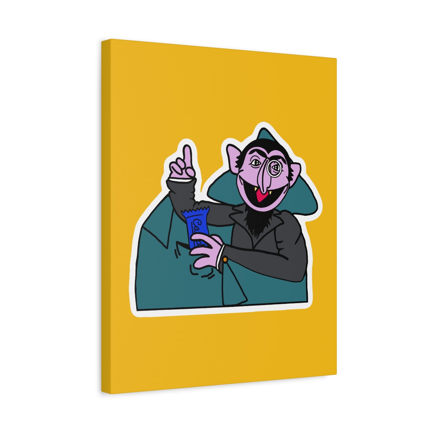 The Count Stealing Candy Canvas Print Yellow - Sesame Street The Count Parody Art