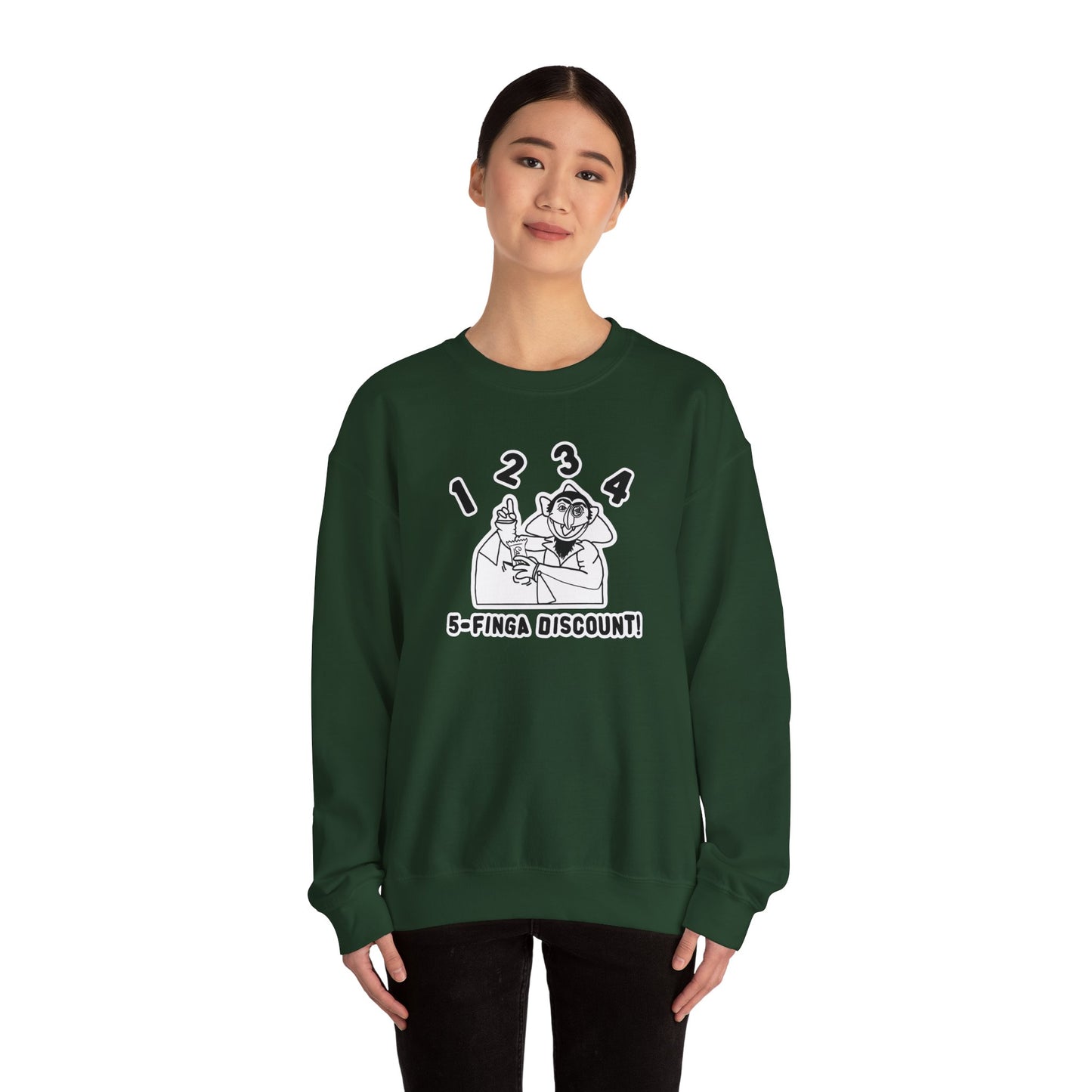 Five Finger Discount Outline Sweatshirt - Sesame Street The Count Parody Sweatshirt