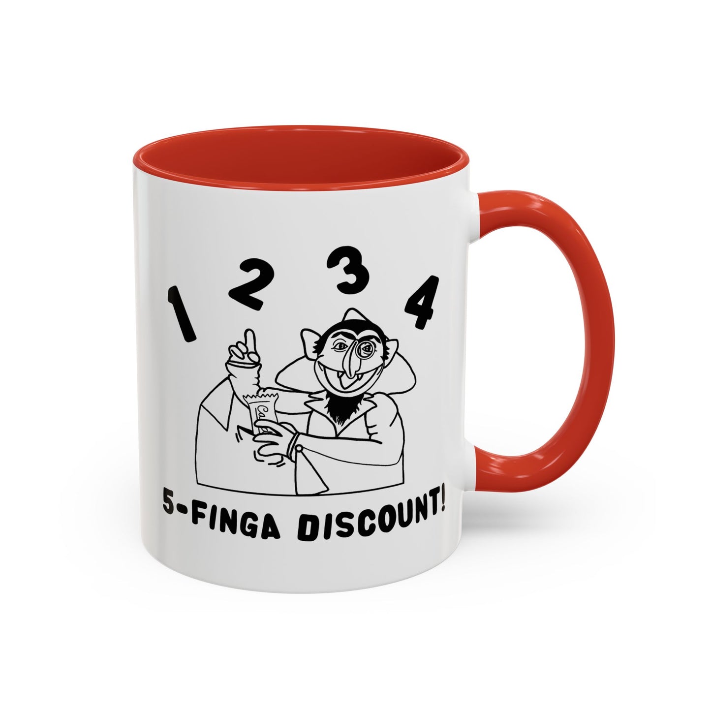Five Finger Discount Outline Mug - Sesame Street The Count Parody Coffee Mug