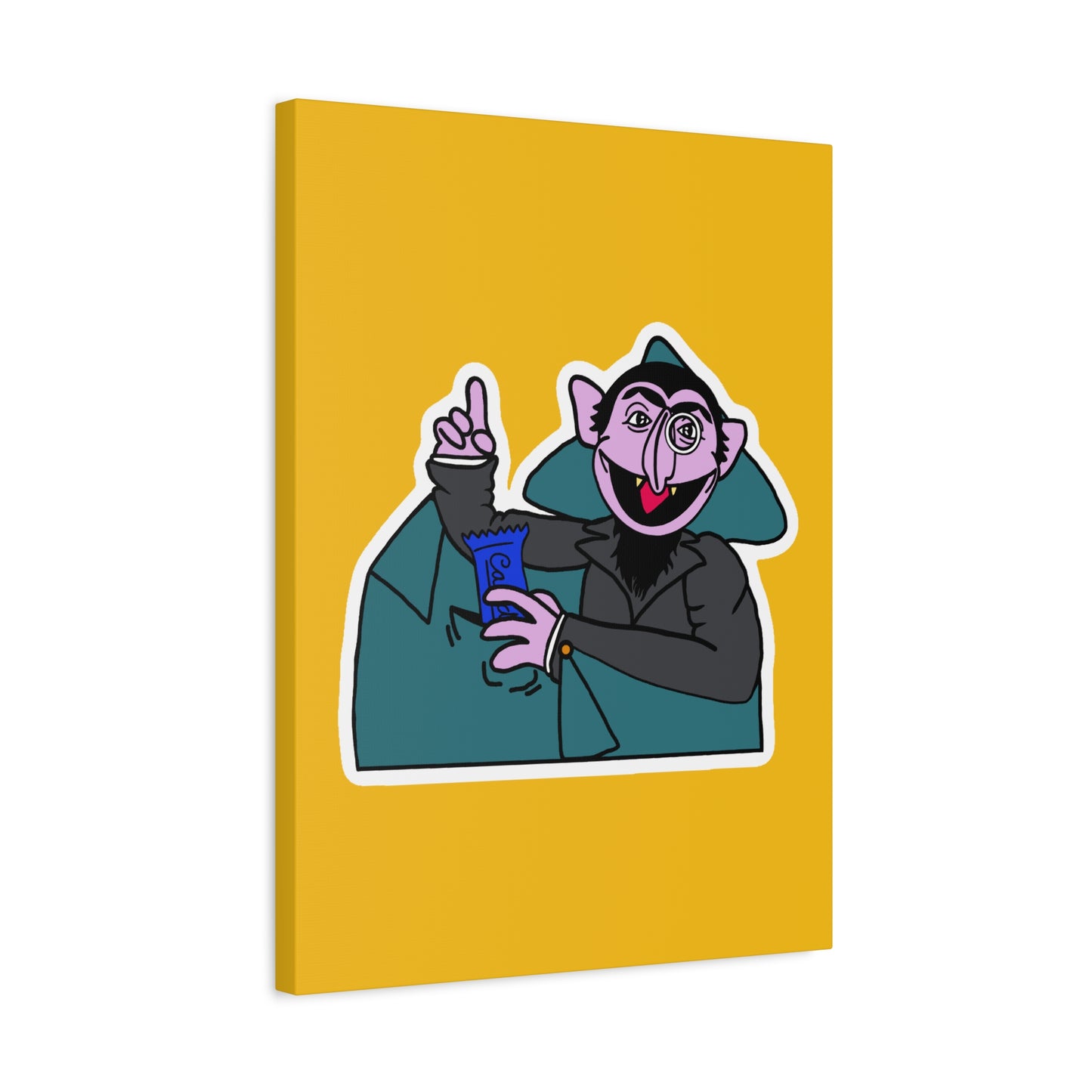 The Count Stealing Candy Canvas Print Yellow - Sesame Street The Count Parody Art
