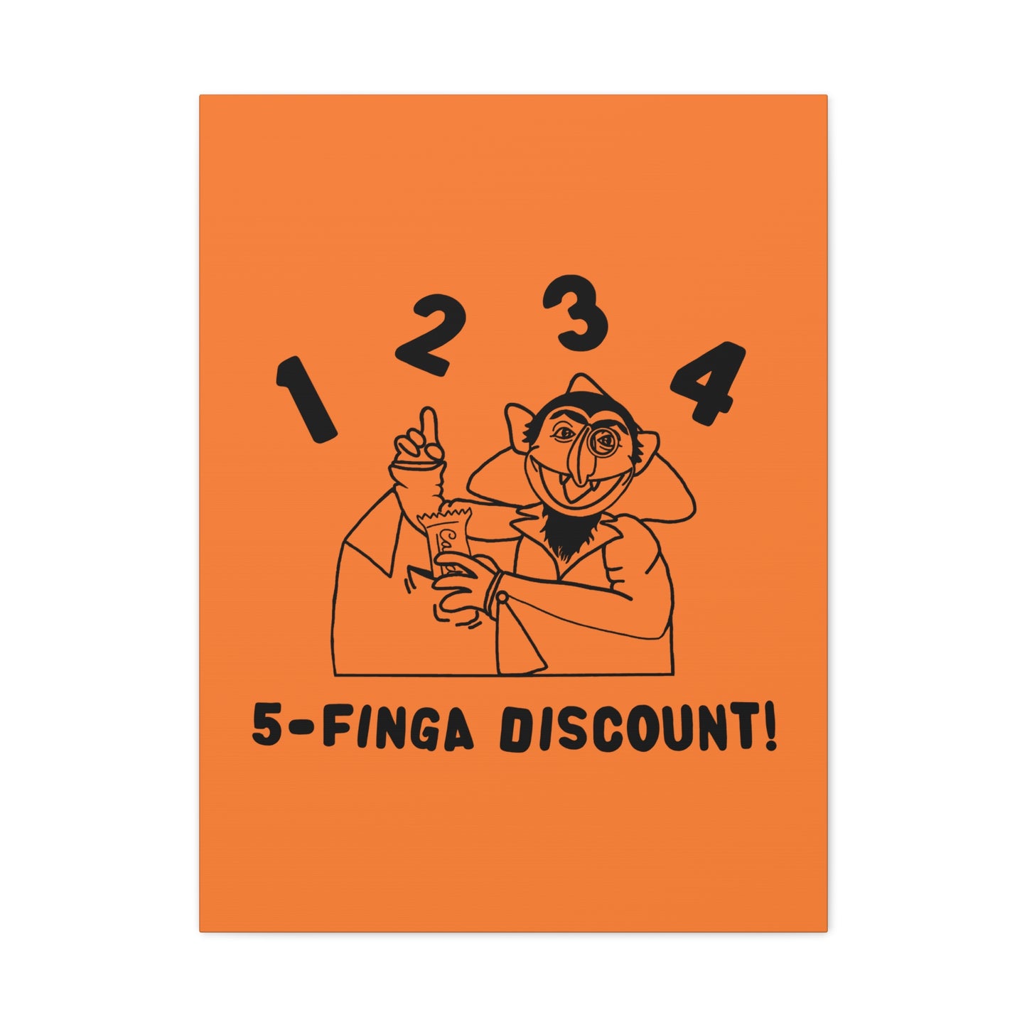 Five Finger Discount Outline Canvas Print Light Orange - Sesame Street The Count Parody Art Print