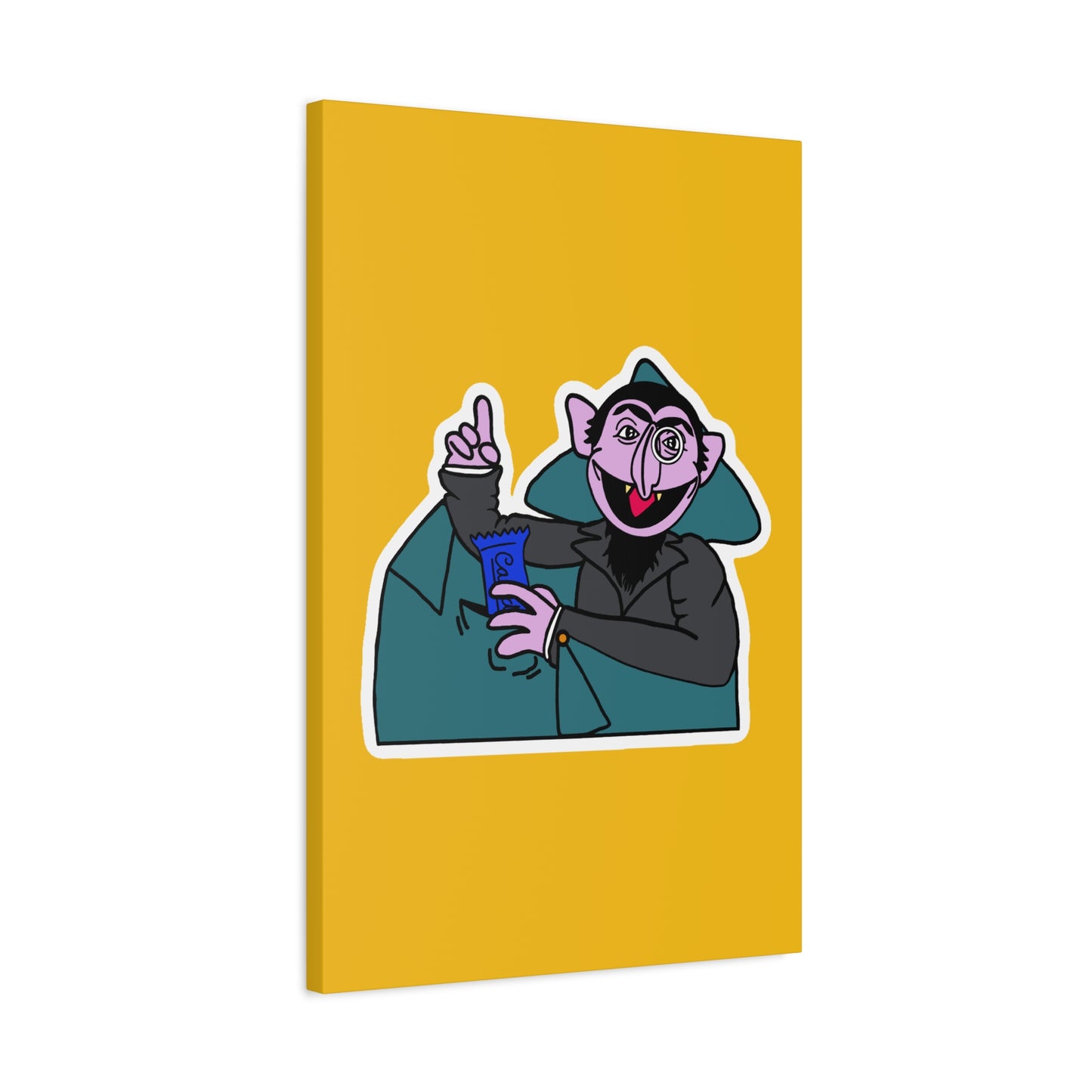The Count Stealing Candy Canvas Print Yellow - Sesame Street The Count Parody Art