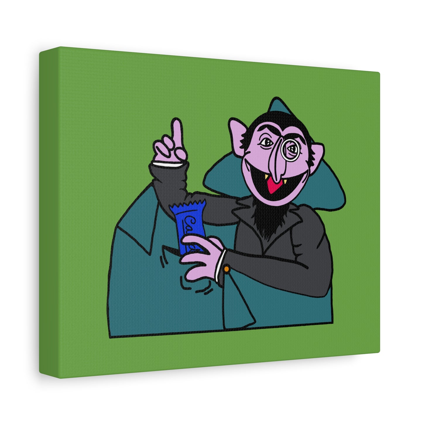 The Count Stealing Candy Canvas Print Green - Sesame Street The Count Parody Art