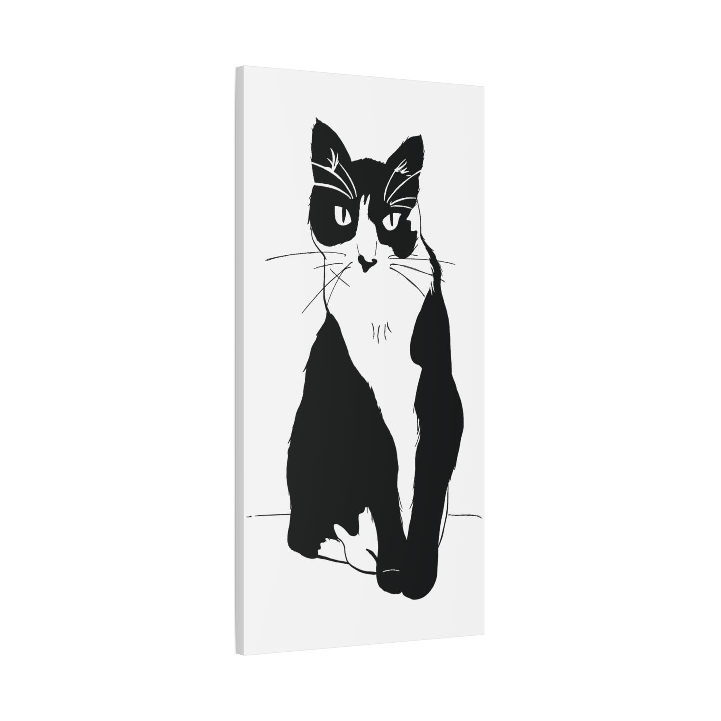 Cat Canvas Print on White (Transparent Style Cat) - Cat Drawing Art