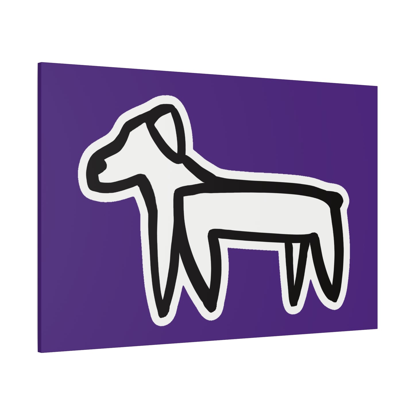 Dog Canvas Print on Purple (Sticker Style White Dog) - Dog Art Print