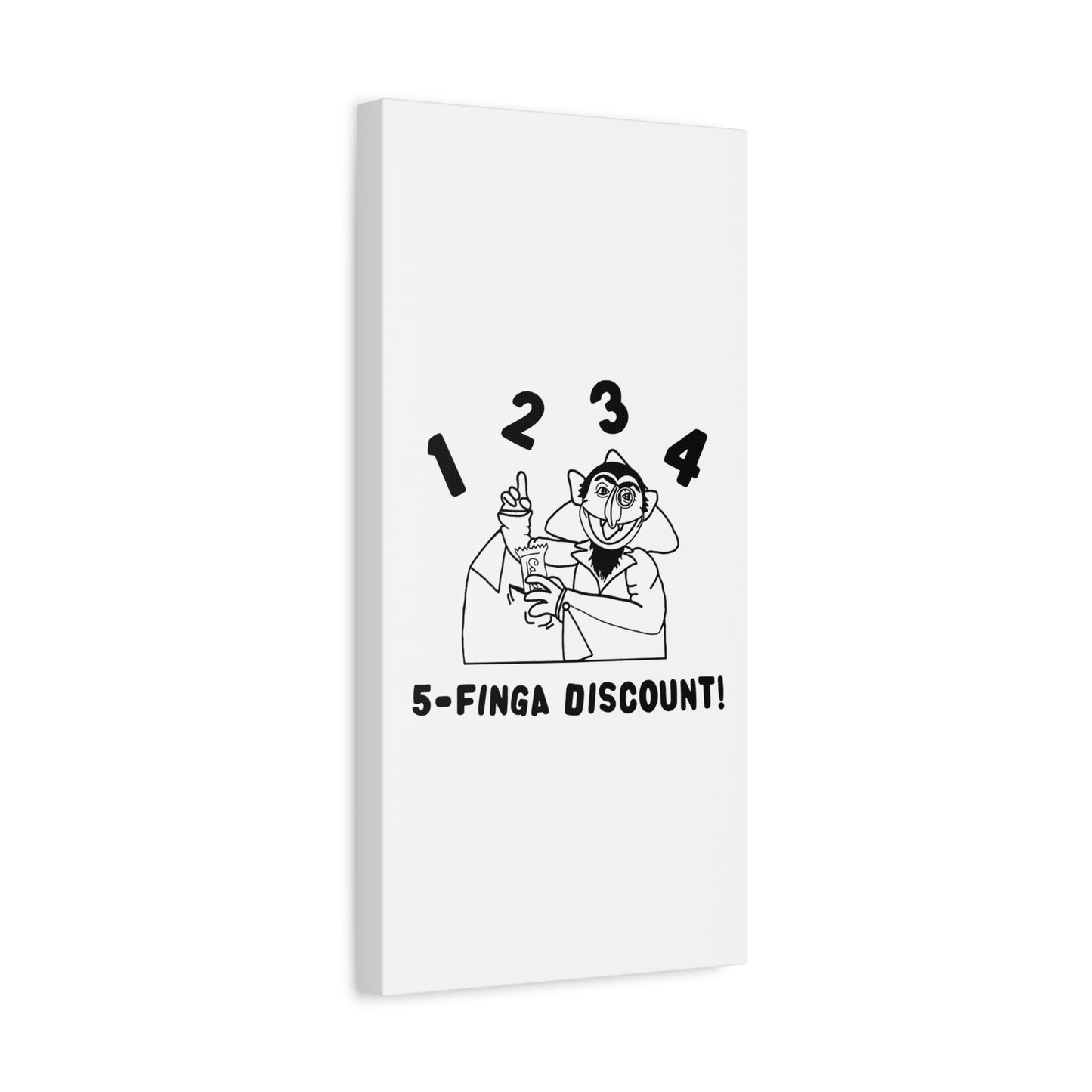 Five Finger Discount Outline Canvas Print White - Sesame Street The Count Parody Art Print
