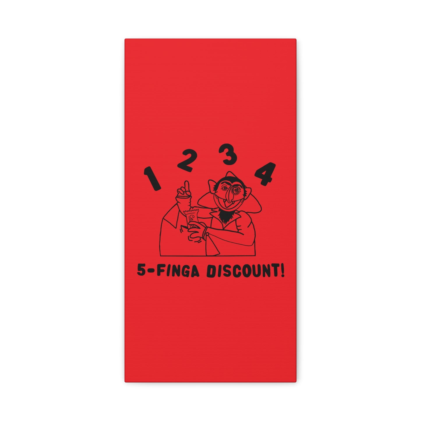 Five Finger Discount Outline Canvas Print Red - Sesame Street The Count Parody Art Print