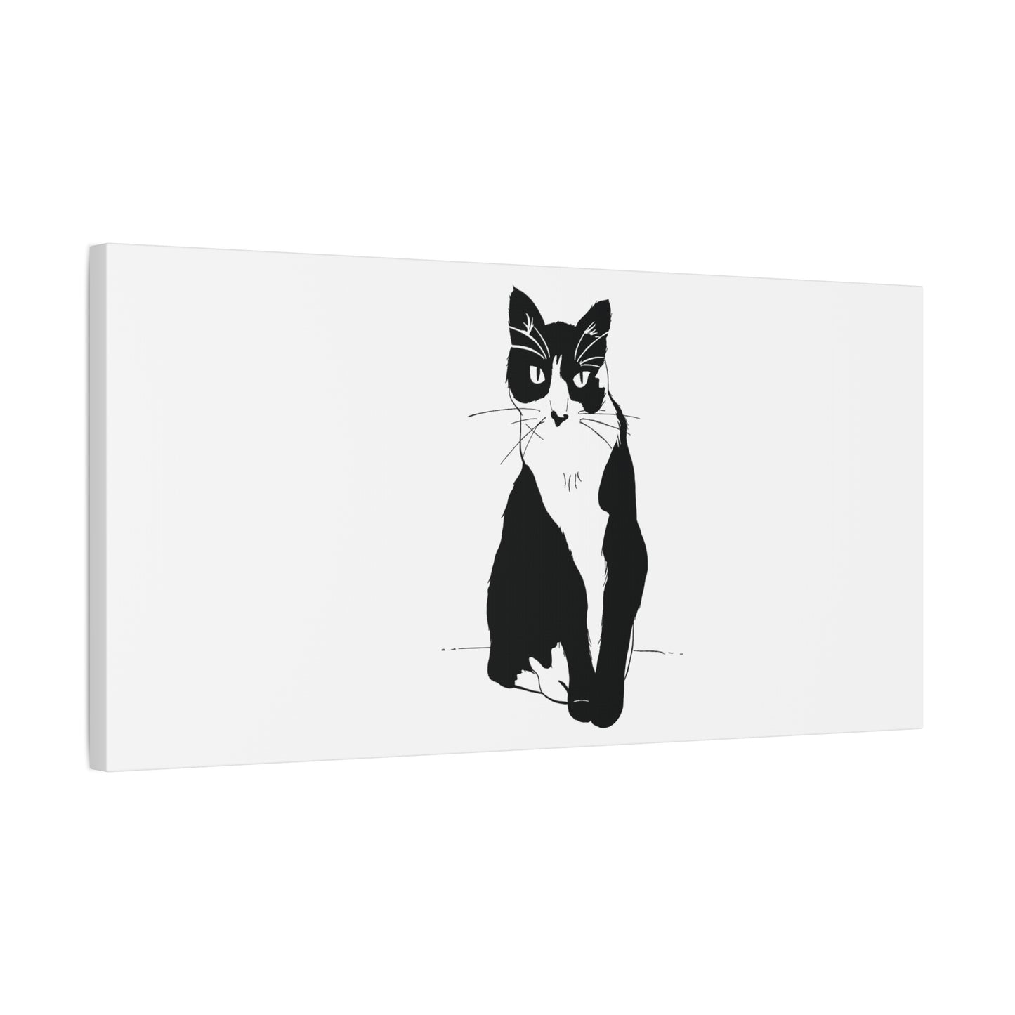 Cat Canvas Print on White (Transparent Style Cat) - Cat Drawing Art